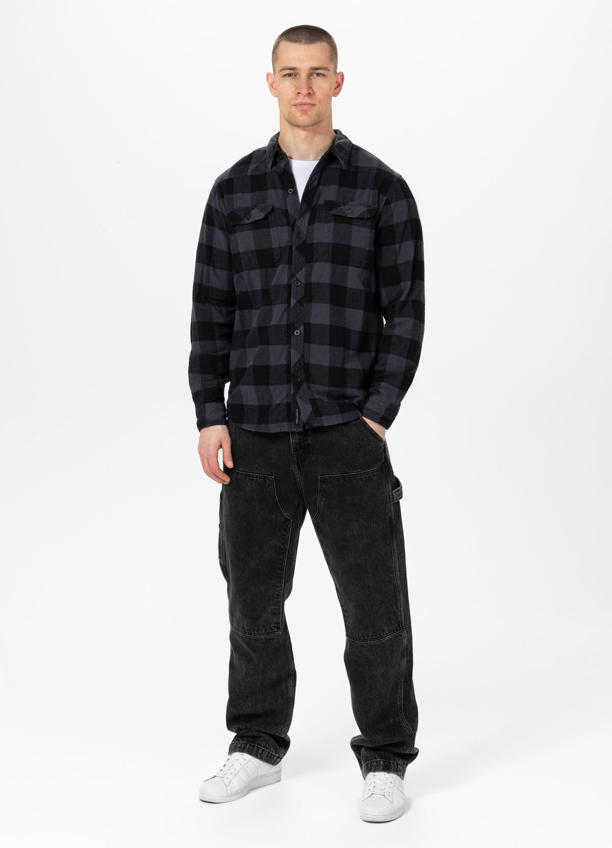 MITCHELL Grey/Black Flannel Shirt