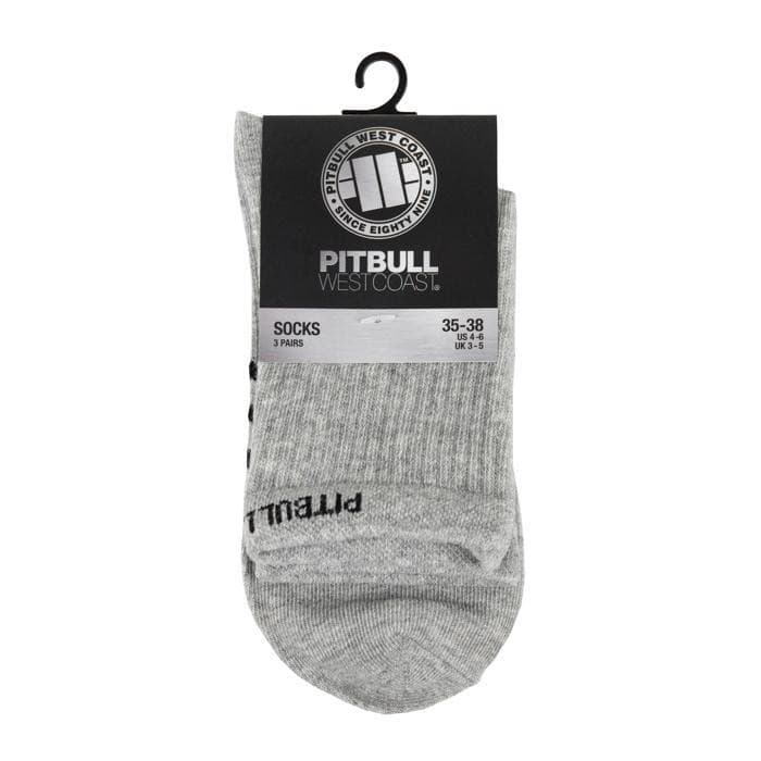 High Ankle Thin Socks 3pack Grey - Pitbull West Coast U.S.A. 
