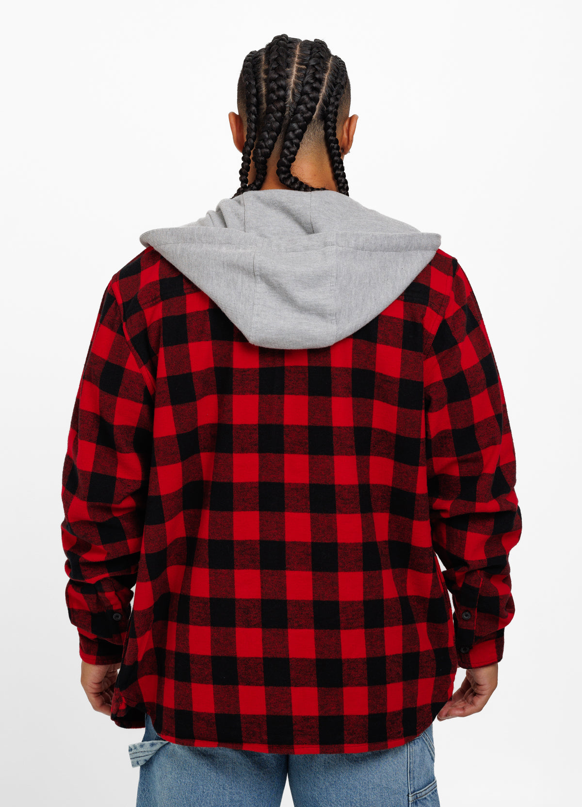 WOODSON Red/Black Hooded Flannel Shirt