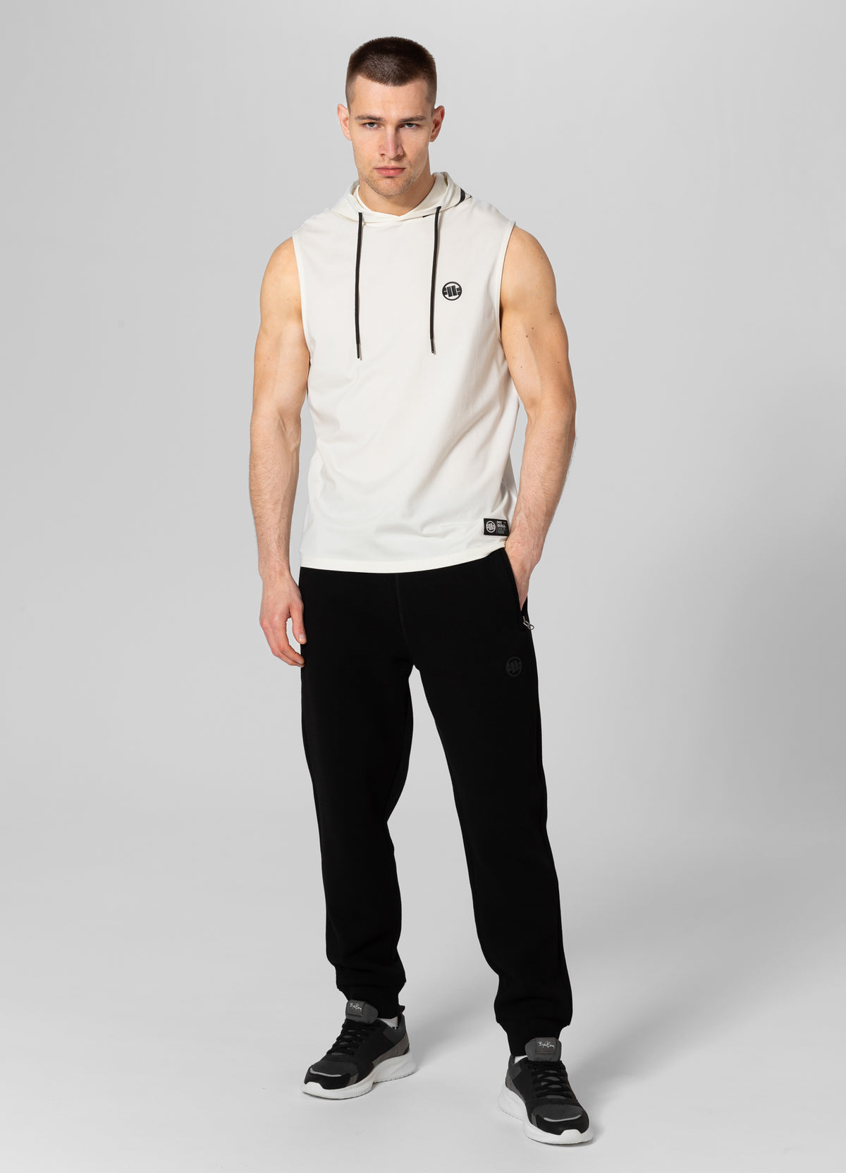 HILLTOP 210 Off White Hooded Tank Top