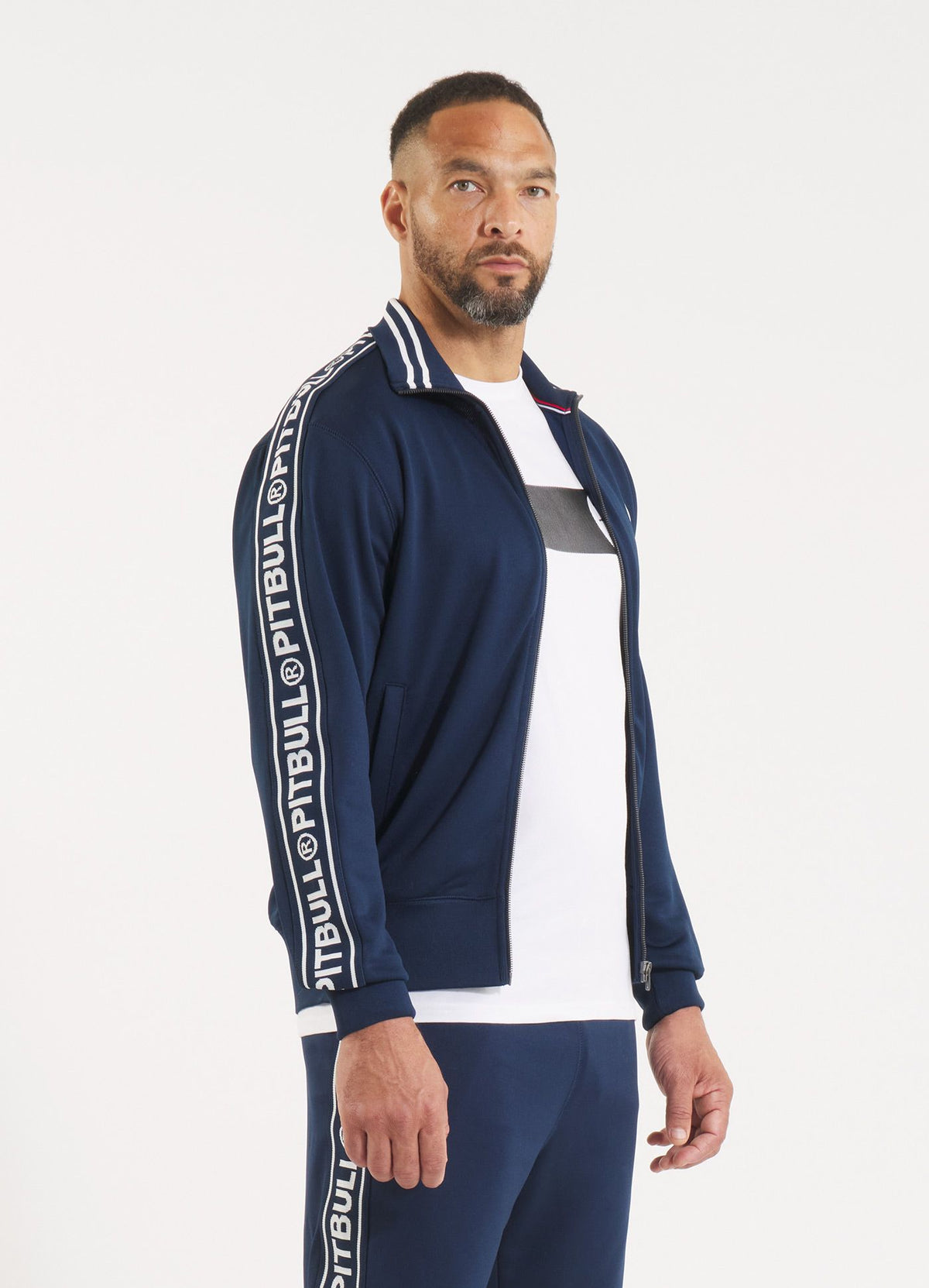 Men&#39;s Sweatjacket Oldschool Tape Logo - Navy