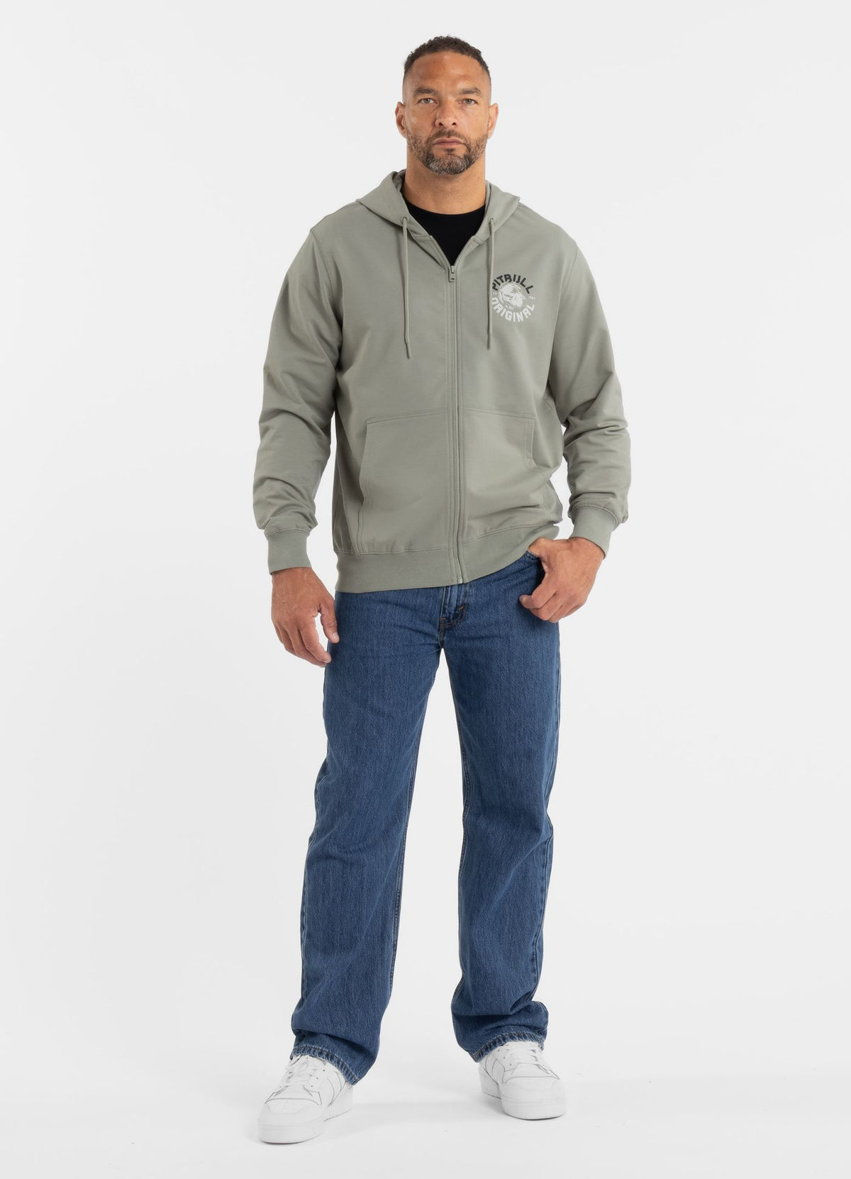 Men's Zip-up hoodie DOG SD - Dusty Salvia