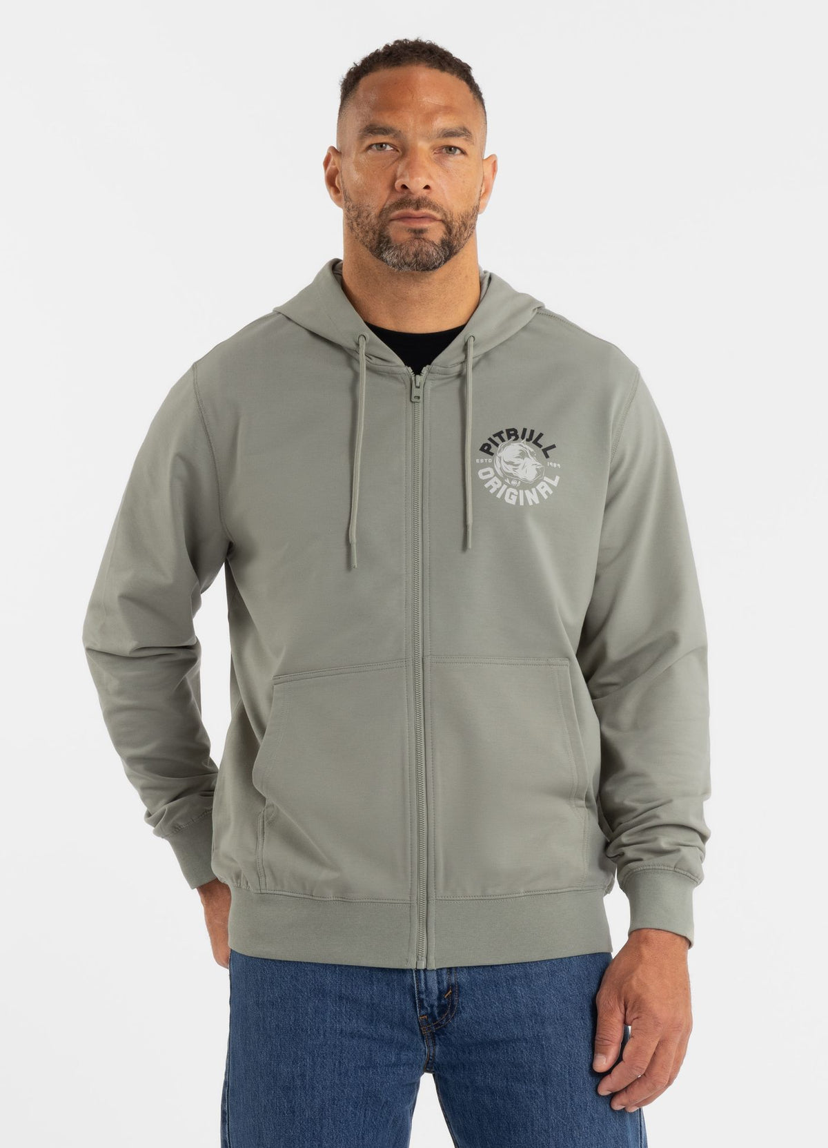 Men's Zip-up hoodie DOG SD - Dusty Salvia