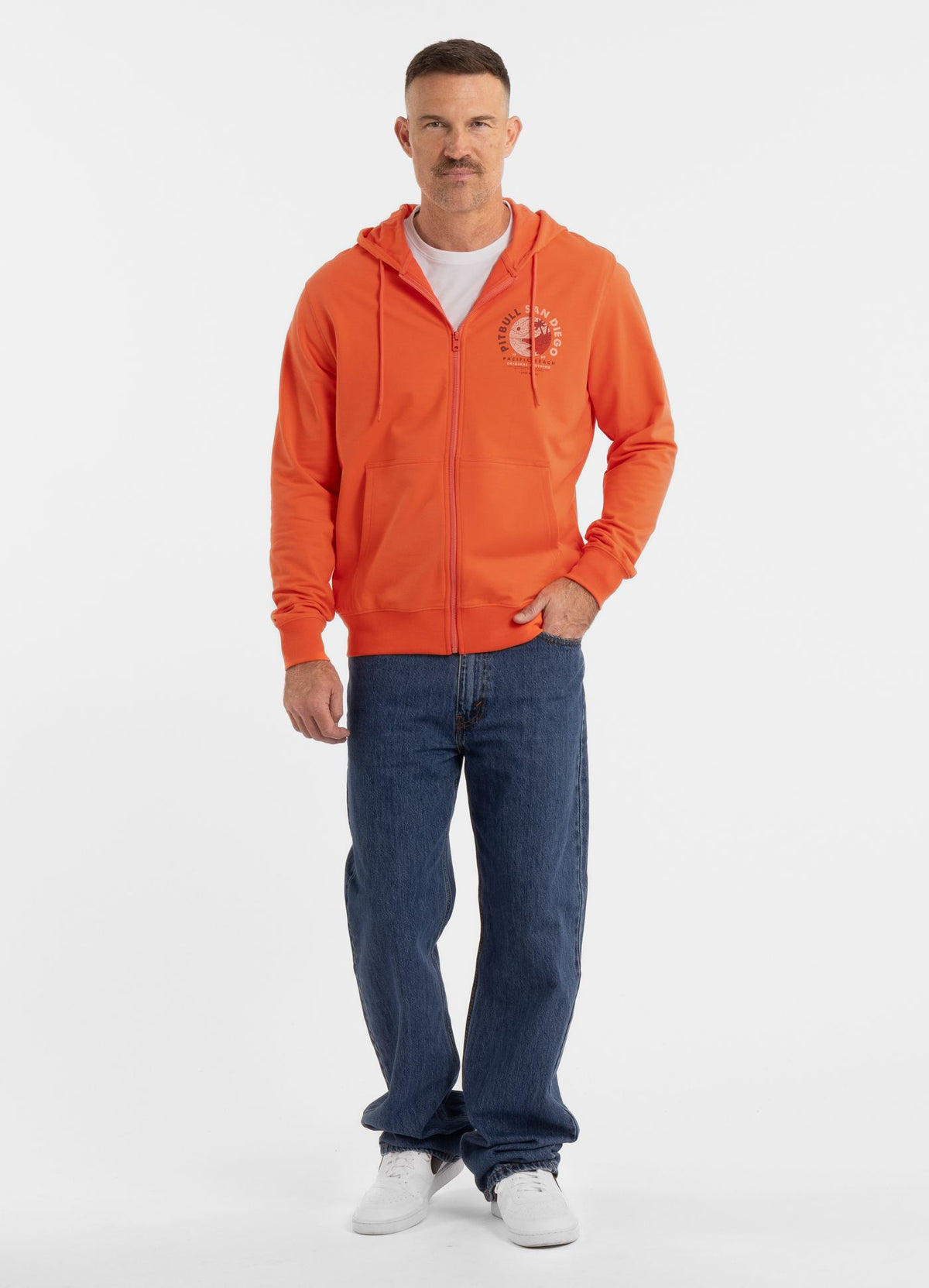 Men&#39;s Zip-up hoodie PLANET SURF - Salmon