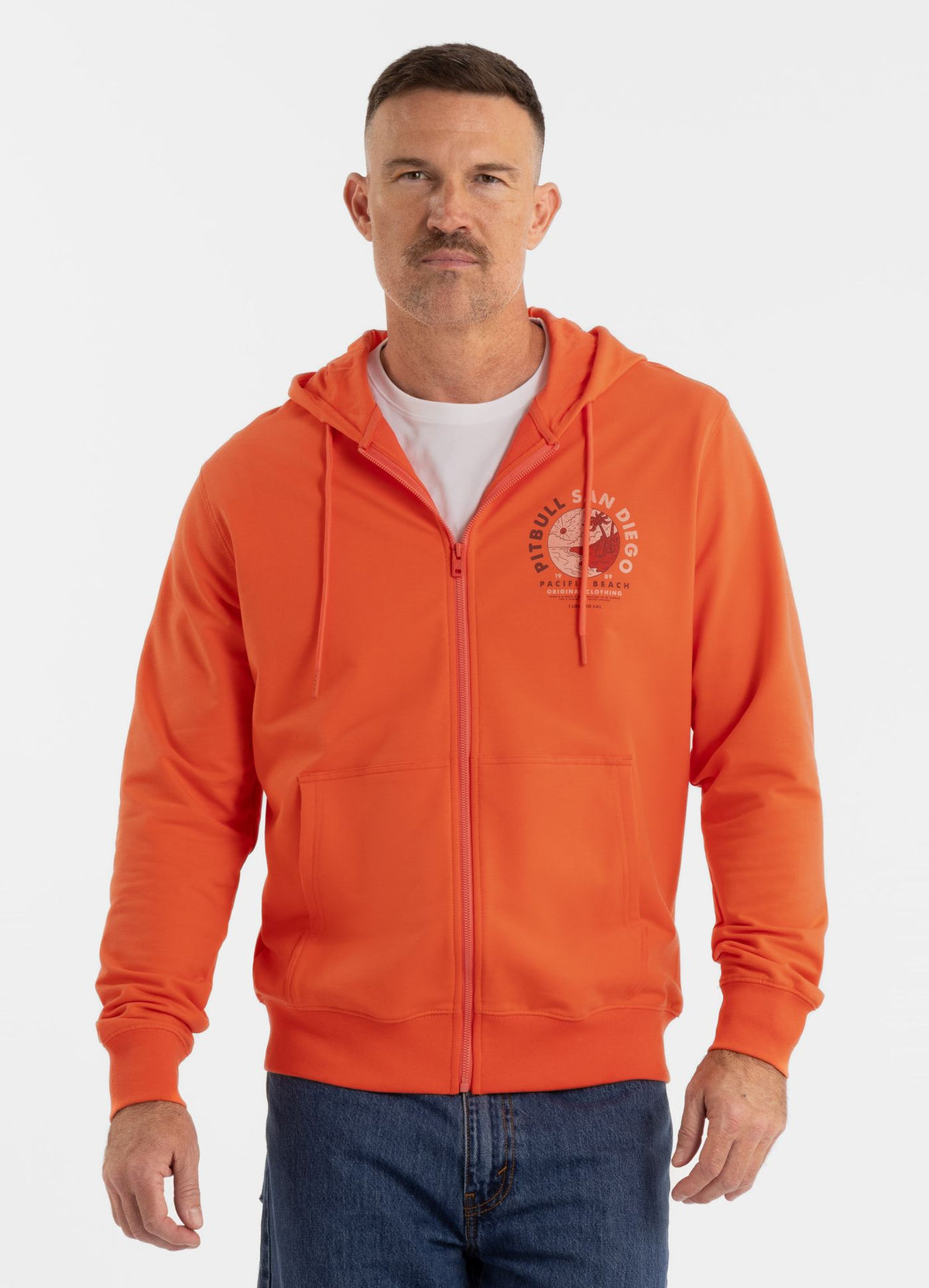 Men&#39;s Zip-up hoodie PLANET SURF - Salmon