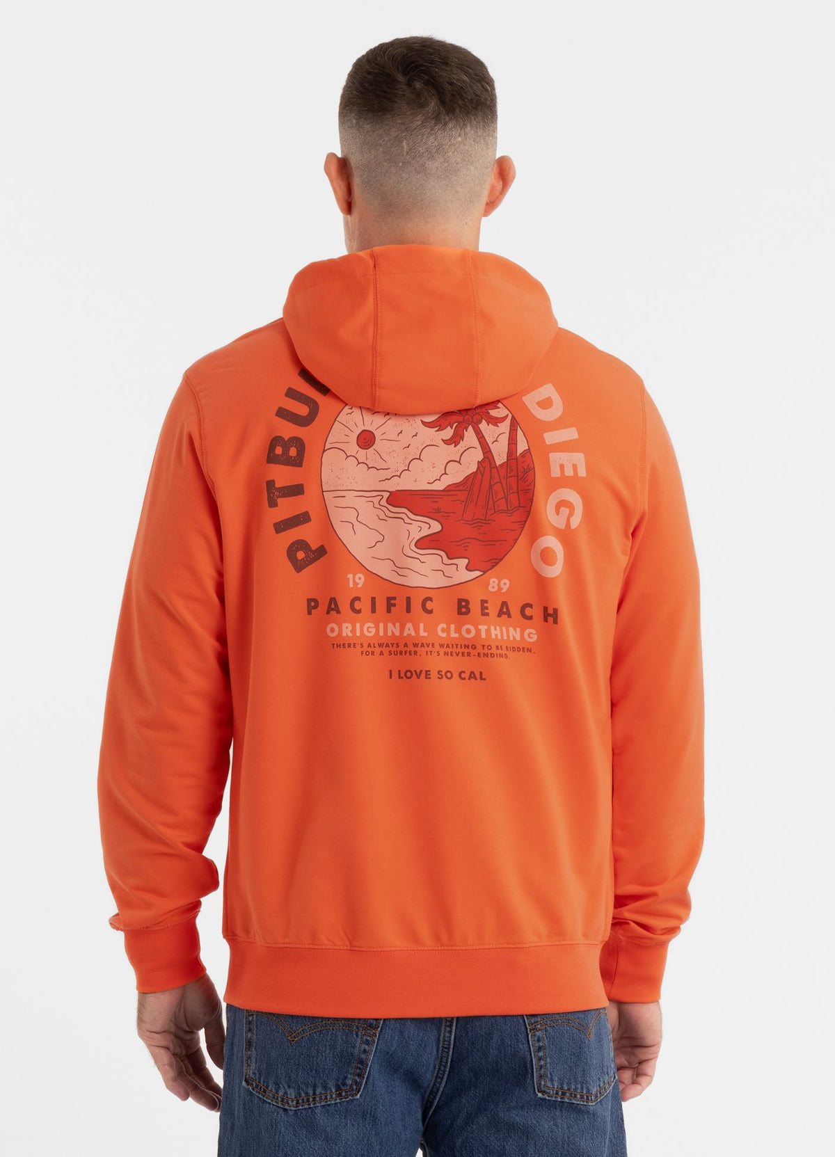 Men&#39;s Zip-up hoodie PLANET SURF - Salmon
