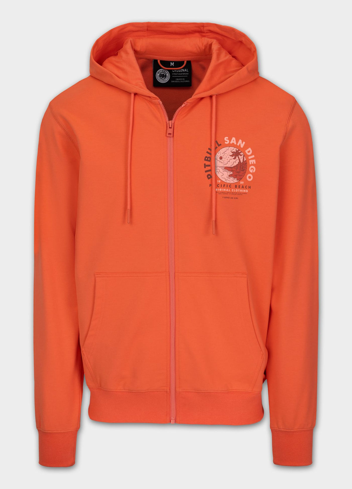 Men&#39;s Zip-up hoodie PLANET SURF - Salmon