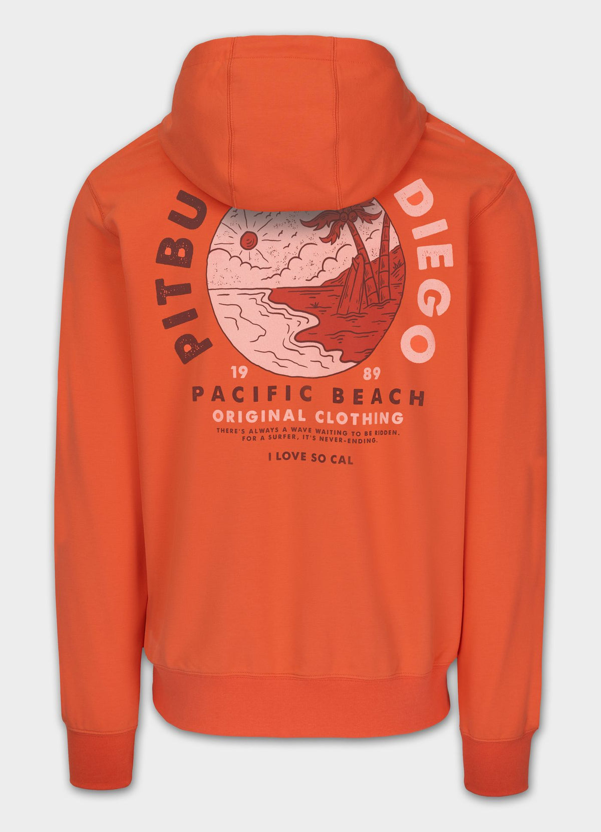 Men&#39;s Zip-up hoodie PLANET SURF - Salmon