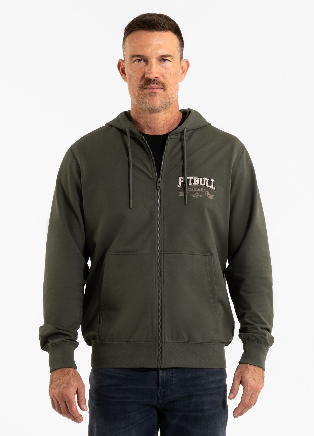 Men's Zip-up hoodie TROUBLEMAKER - Dark green