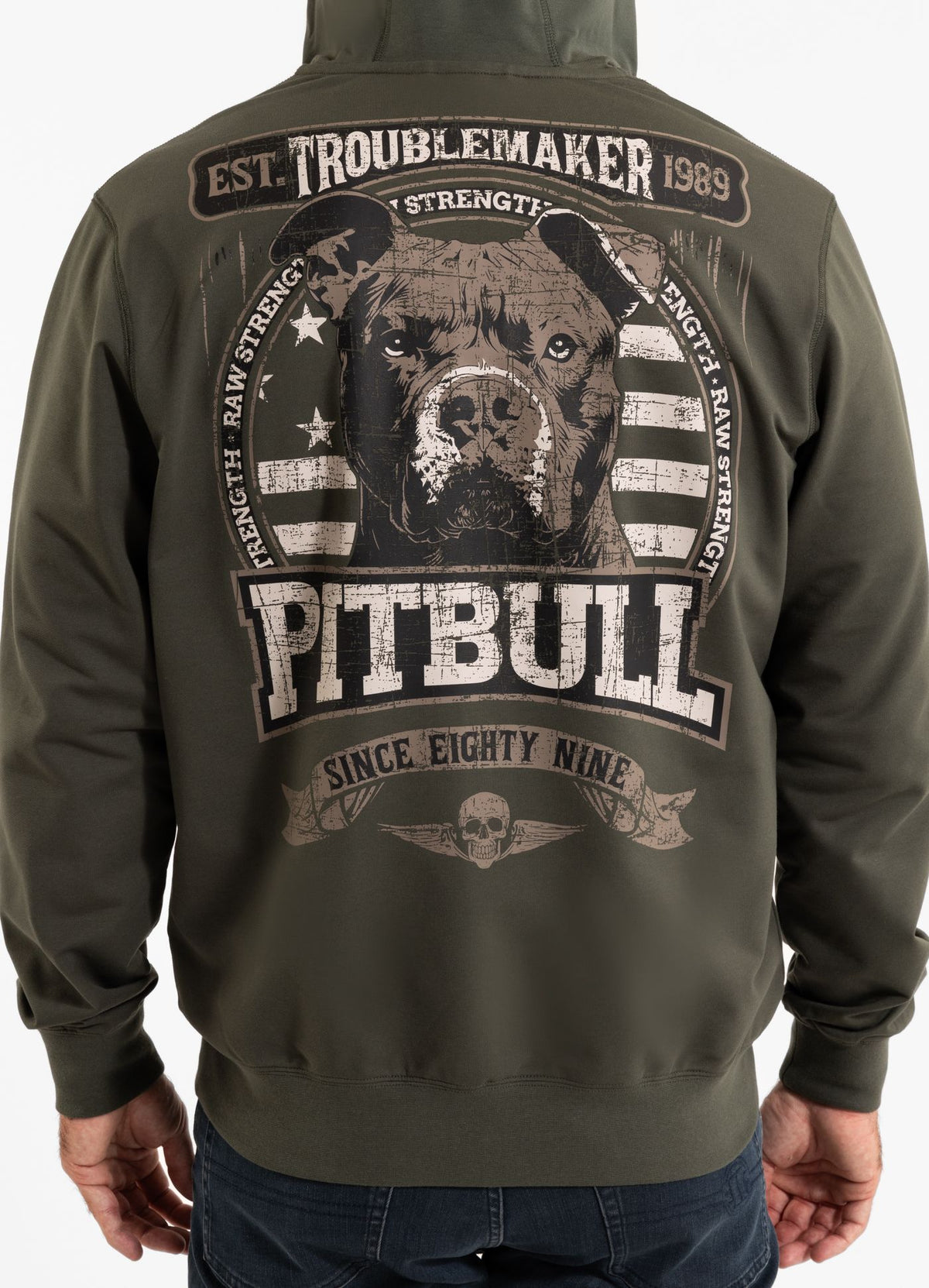 Men's Zip-up hoodie TROUBLEMAKER - Dark green