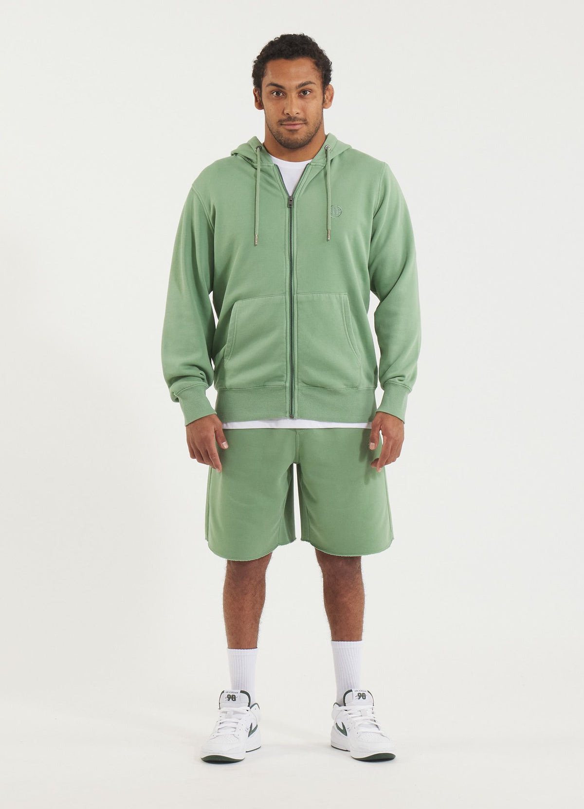 Men&#39;s Zip-up hoodie Washed Lancaster II - Sage green
