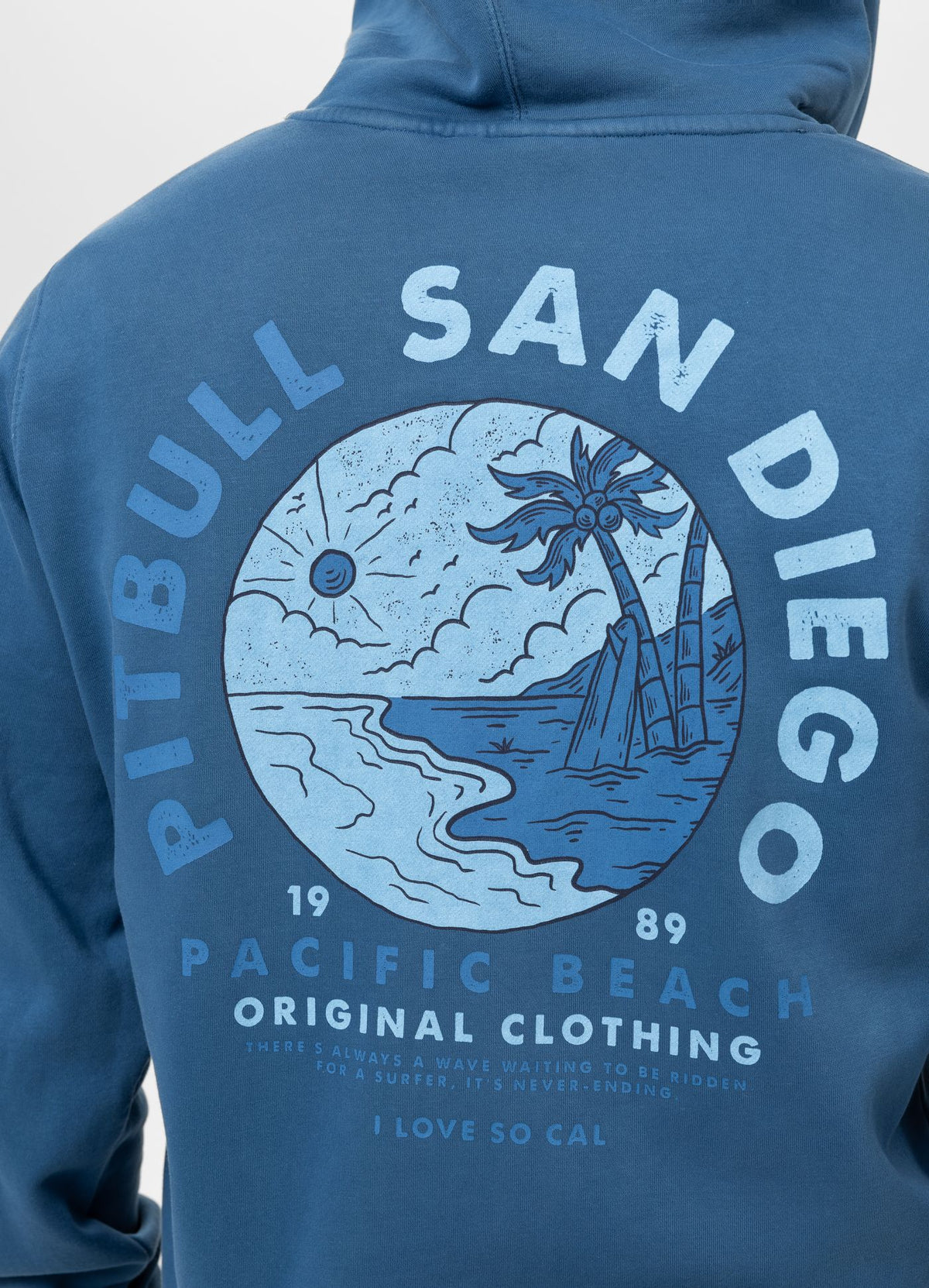 Men's Zip-up hoodie Washed PLANET SURF - Blue