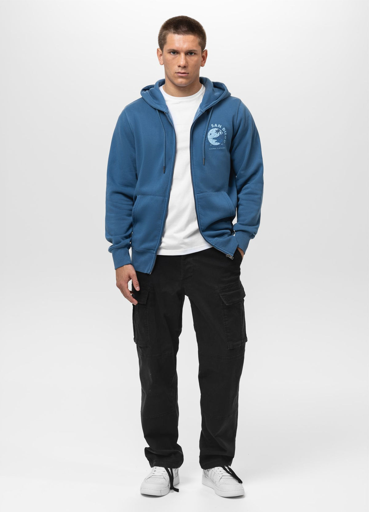 Men's Zip-up hoodie Washed PLANET SURF - Blue