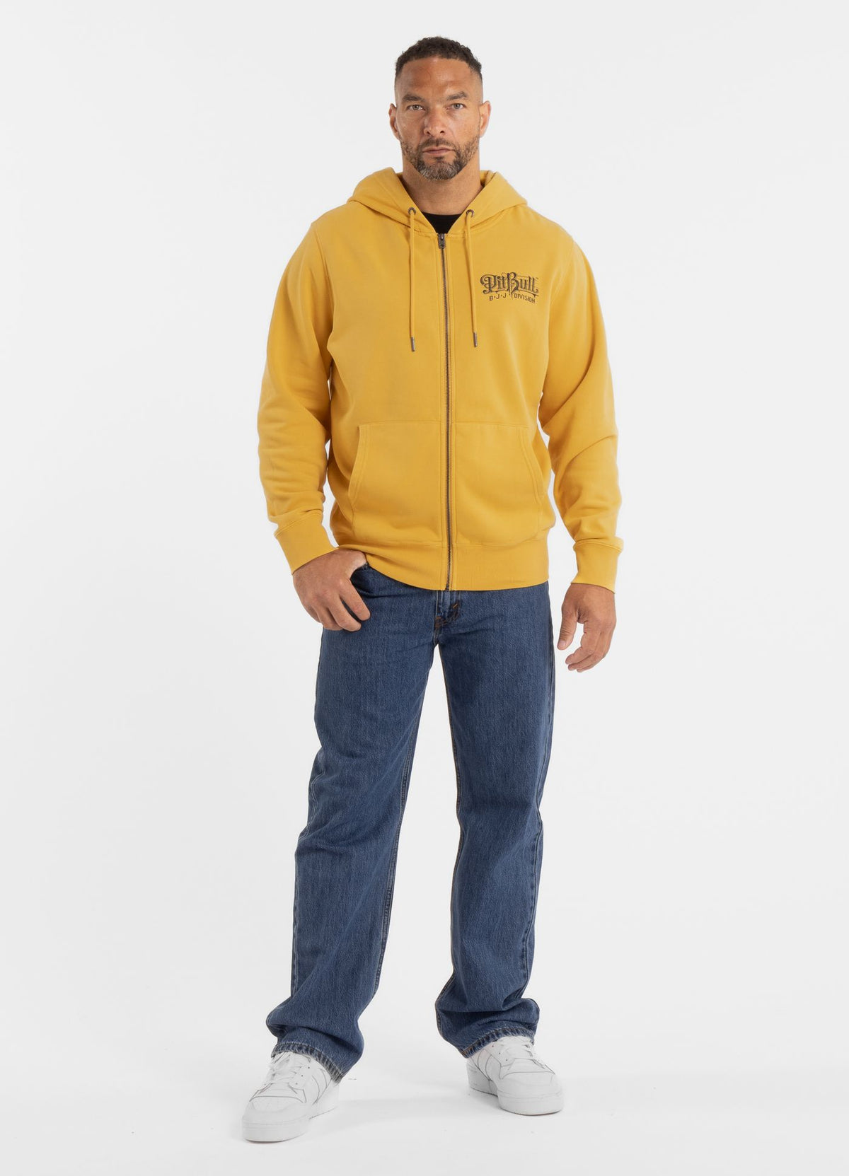 Men's Zip-up hoodie Washed VINTAGE BJJ - Washed yellow