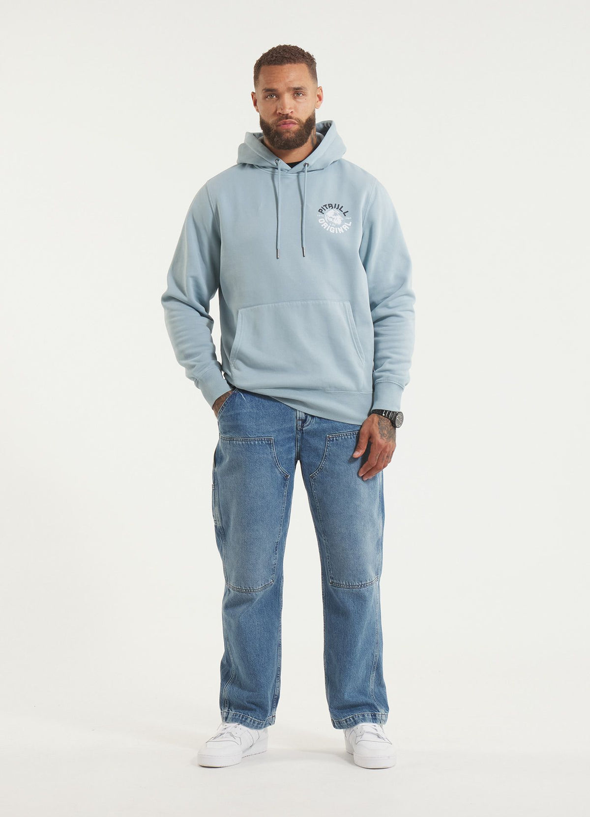 Men's Hoodie Washed DOG SD - Light blue