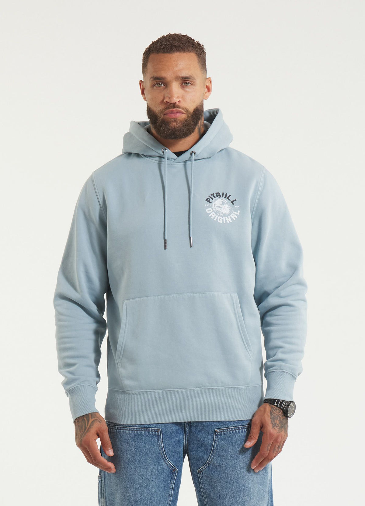 Men's Hoodie Washed DOG SD - Light blue