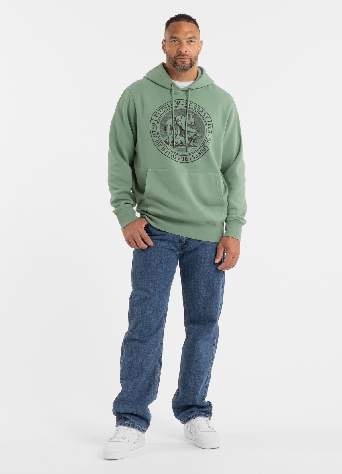 Men's Hoodie Washed VINTAGE BJJ - Washed green