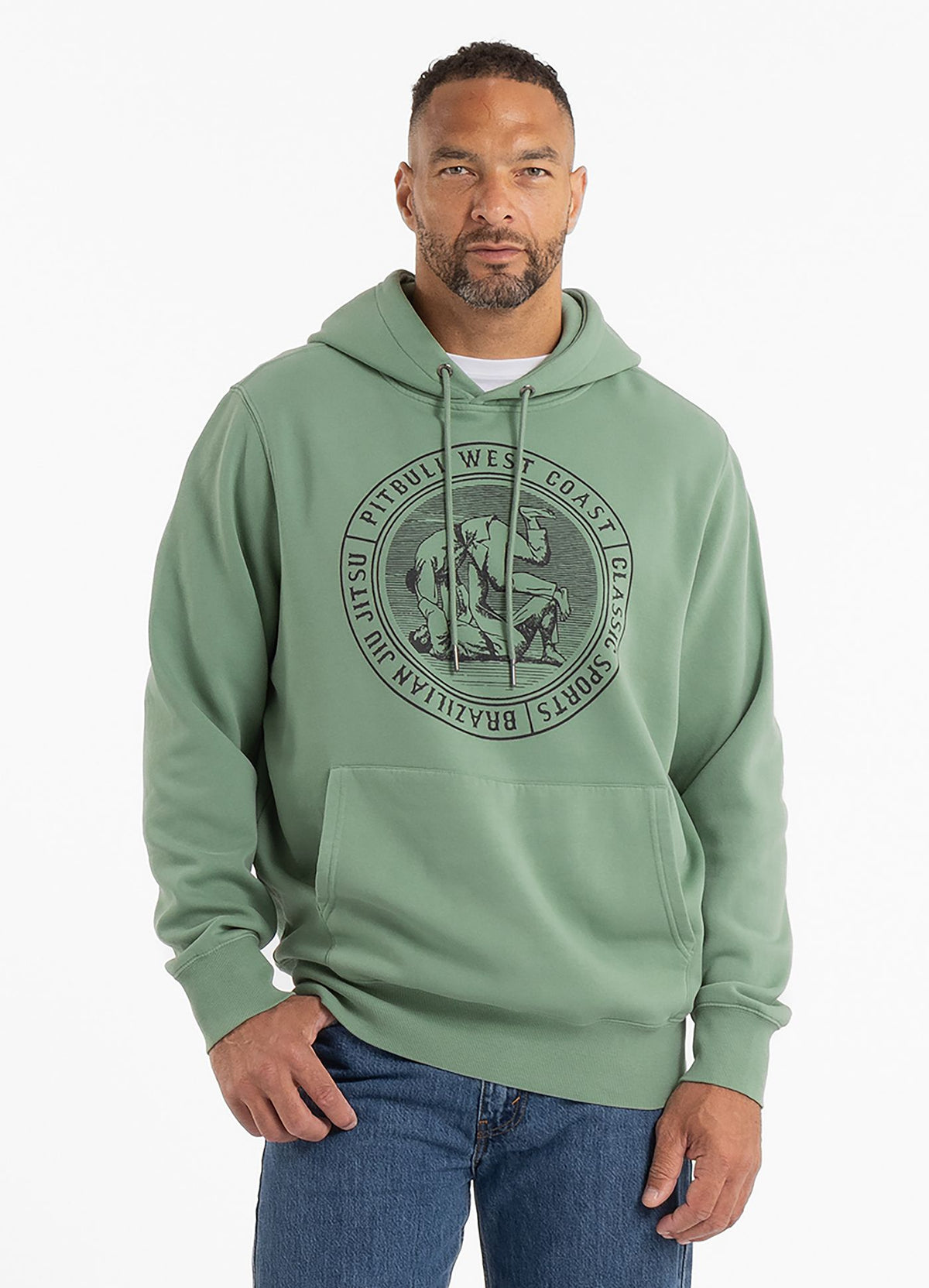 Men's Hoodie Washed VINTAGE BJJ - Washed green