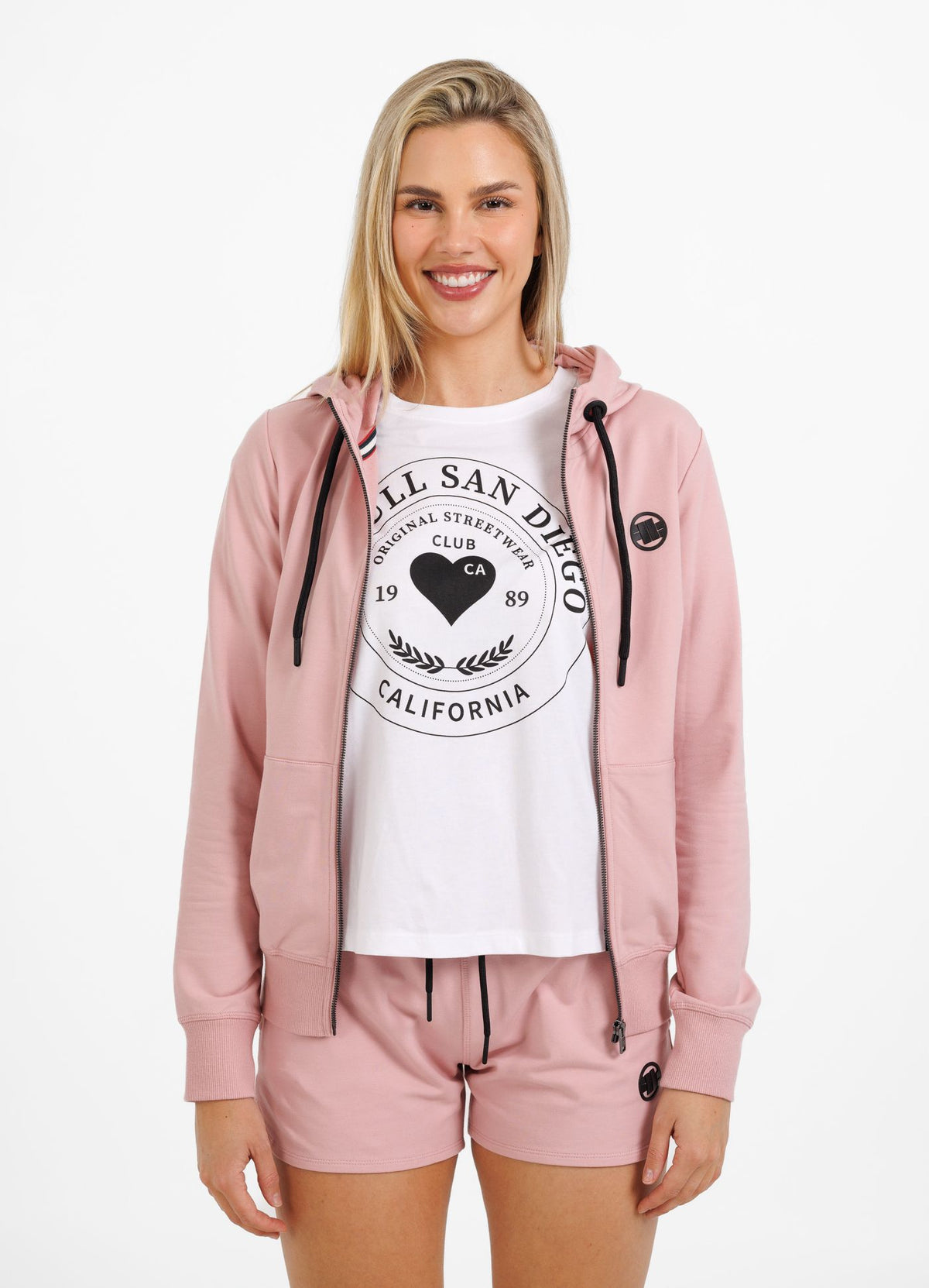 Women&#39;s zip-up hoodie French Terry La Deta - Pink