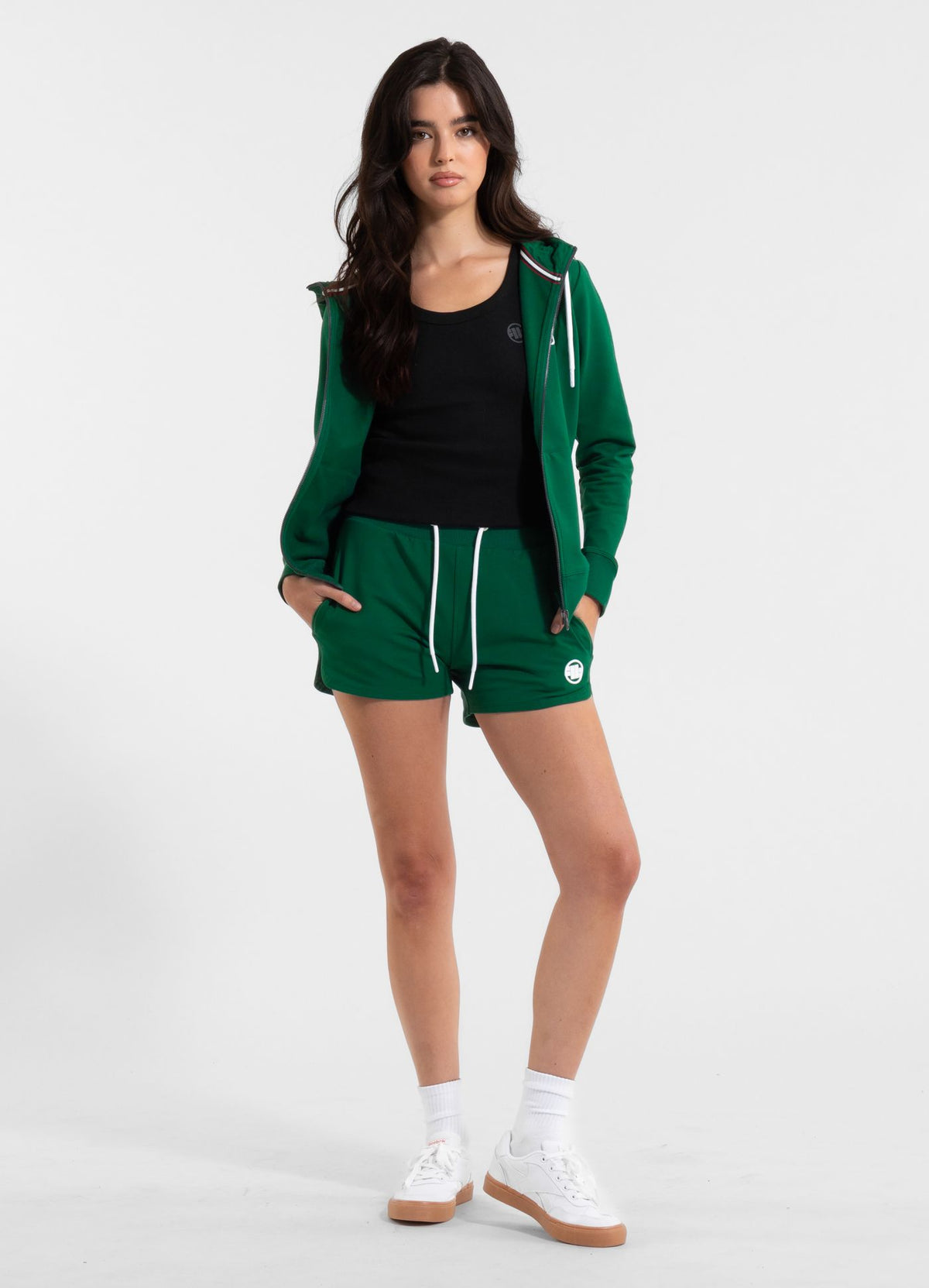 Women&#39;s zip-up hoodie French Terry LA DETA - Dark green