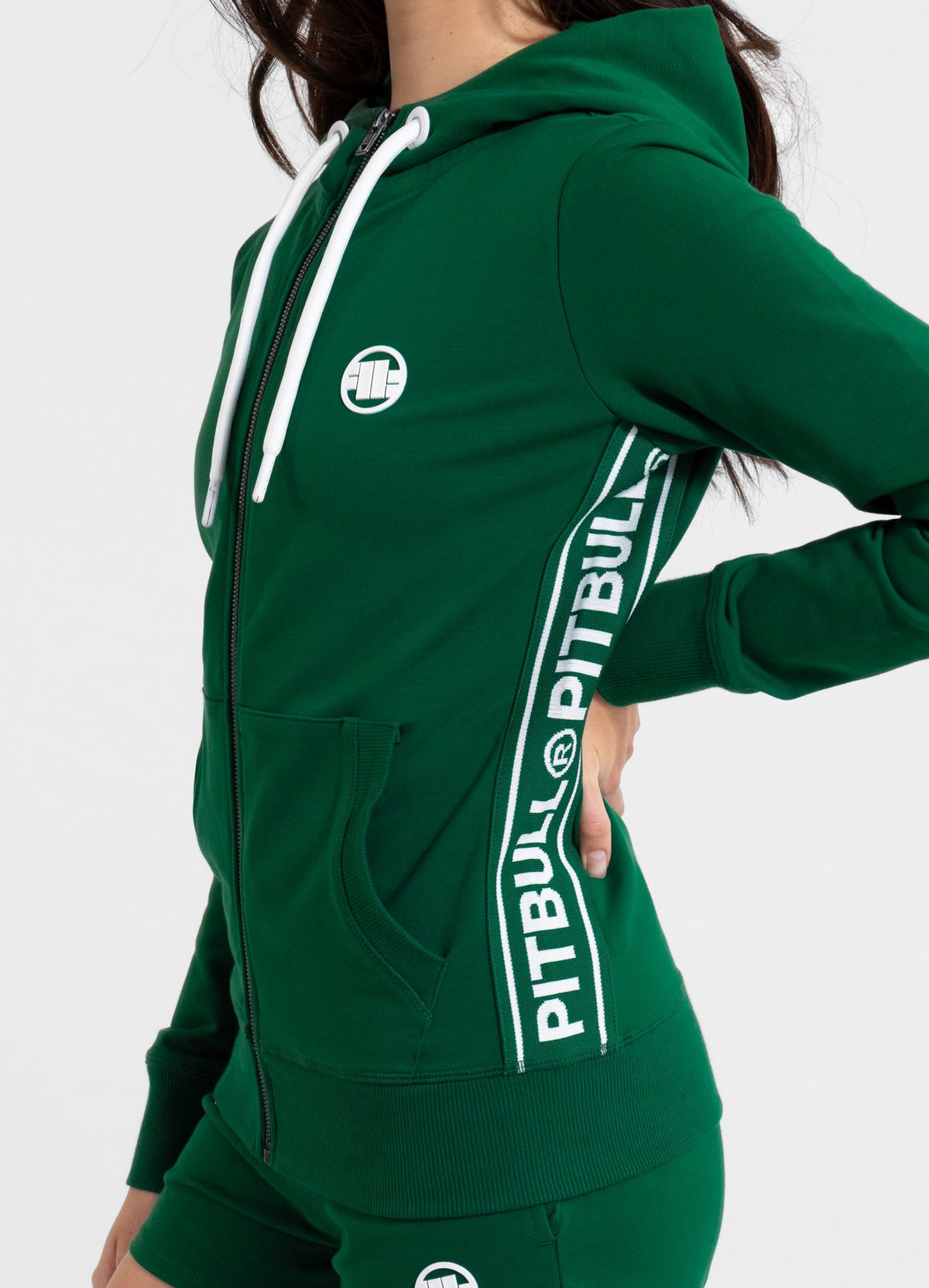 Women&#39;s zip-up hoodie French Terry LA DETA - Dark green