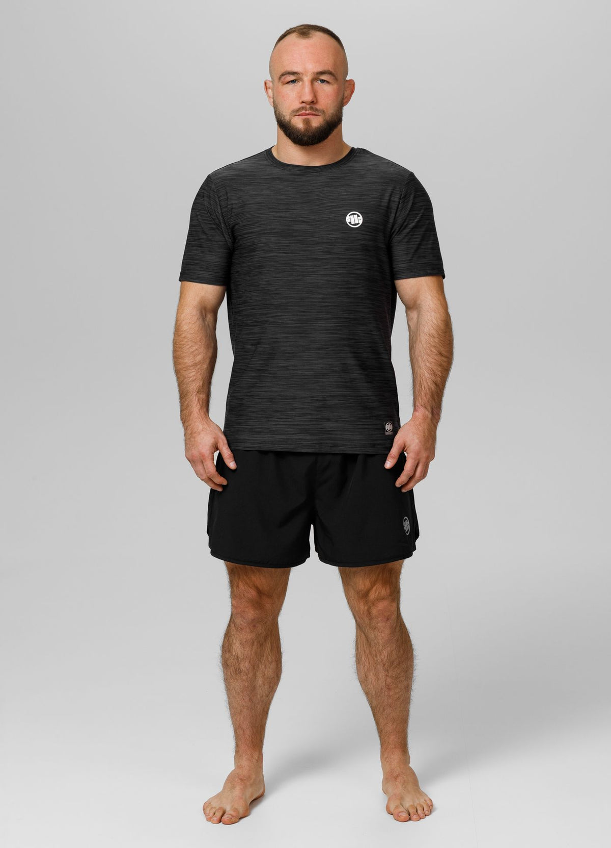Men&#39;s T-Shirt Casual Sport Small Logo - Black Melange
