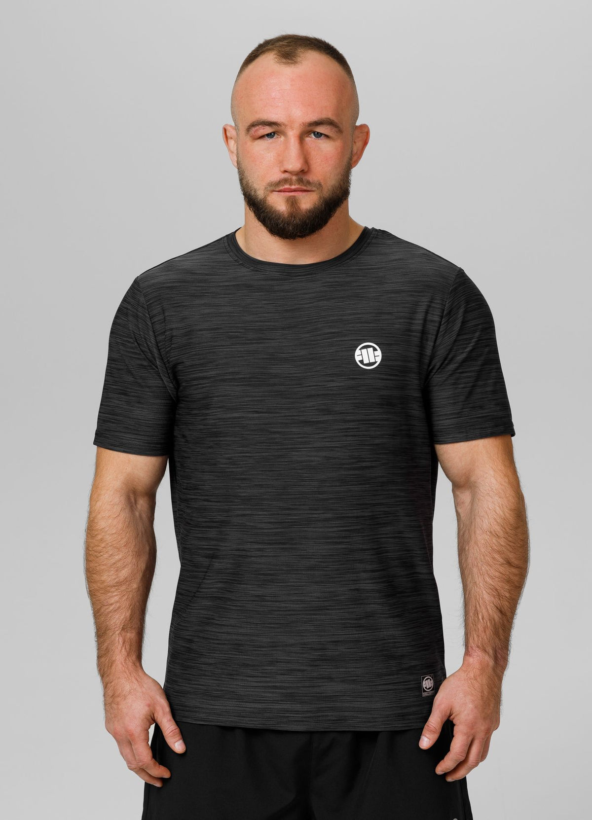 Men&#39;s T-Shirt Casual Sport Small Logo - Black Melange