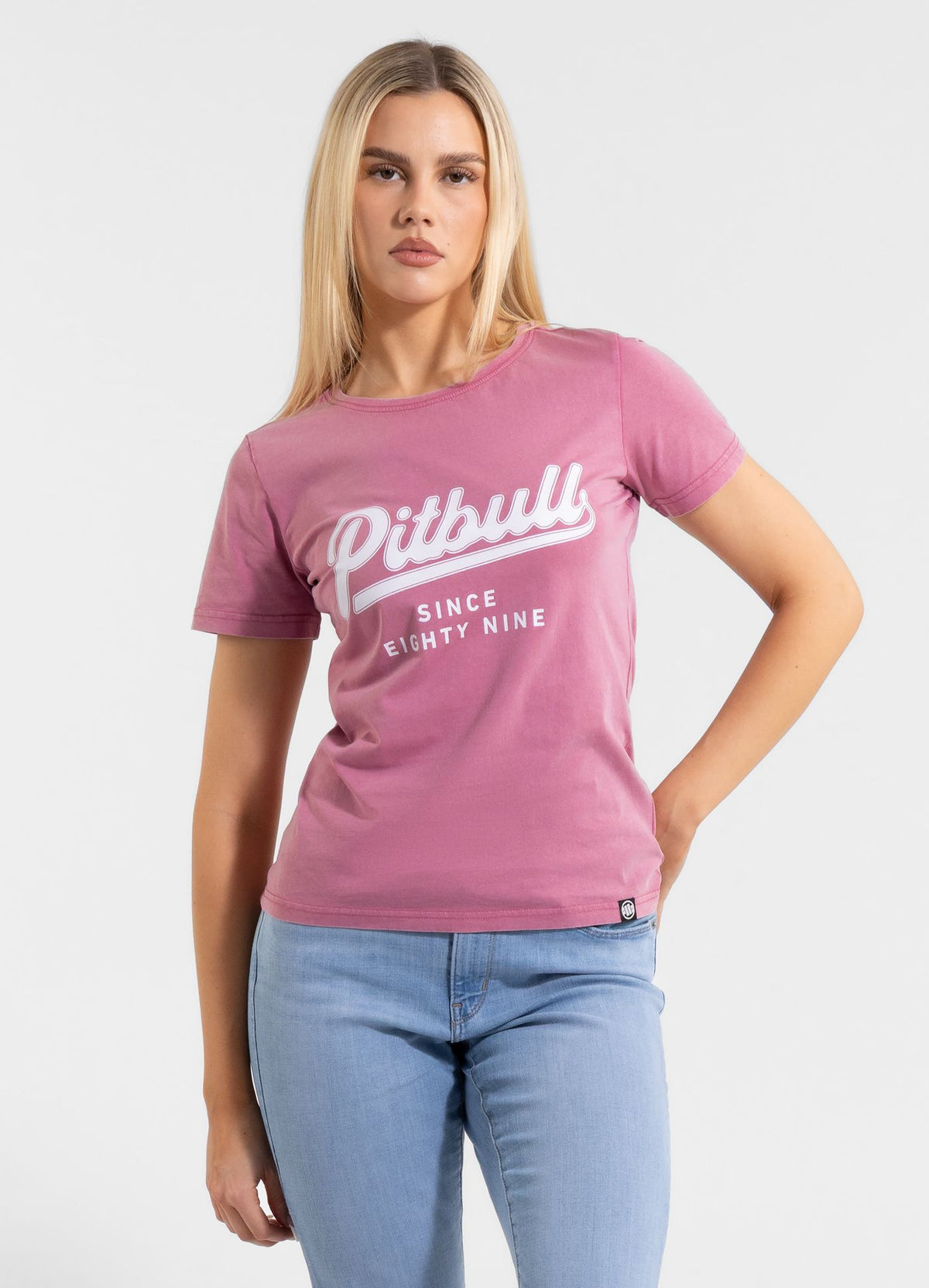 Women's T-Shirt Denim Washed ANGEL LOGO - Pink