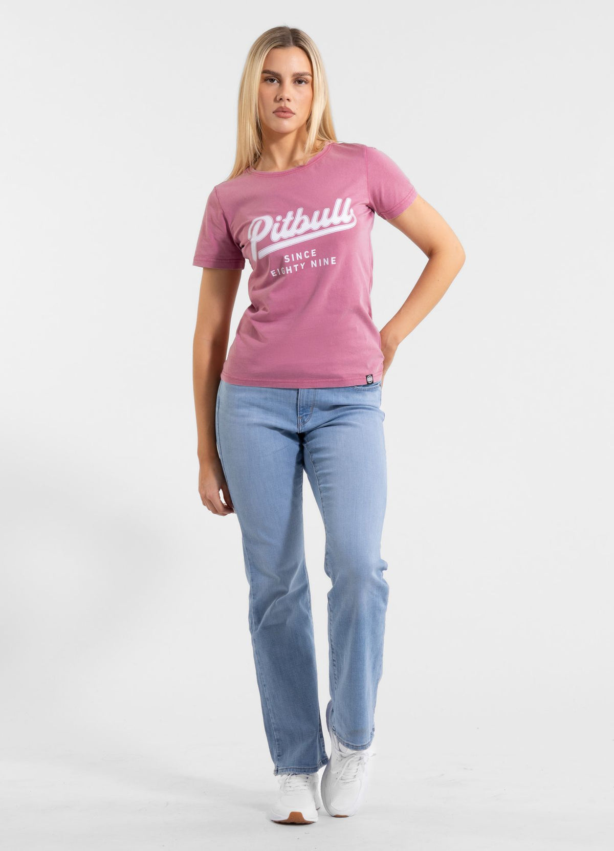 Women's T-Shirt Denim Washed ANGEL LOGO - Pink