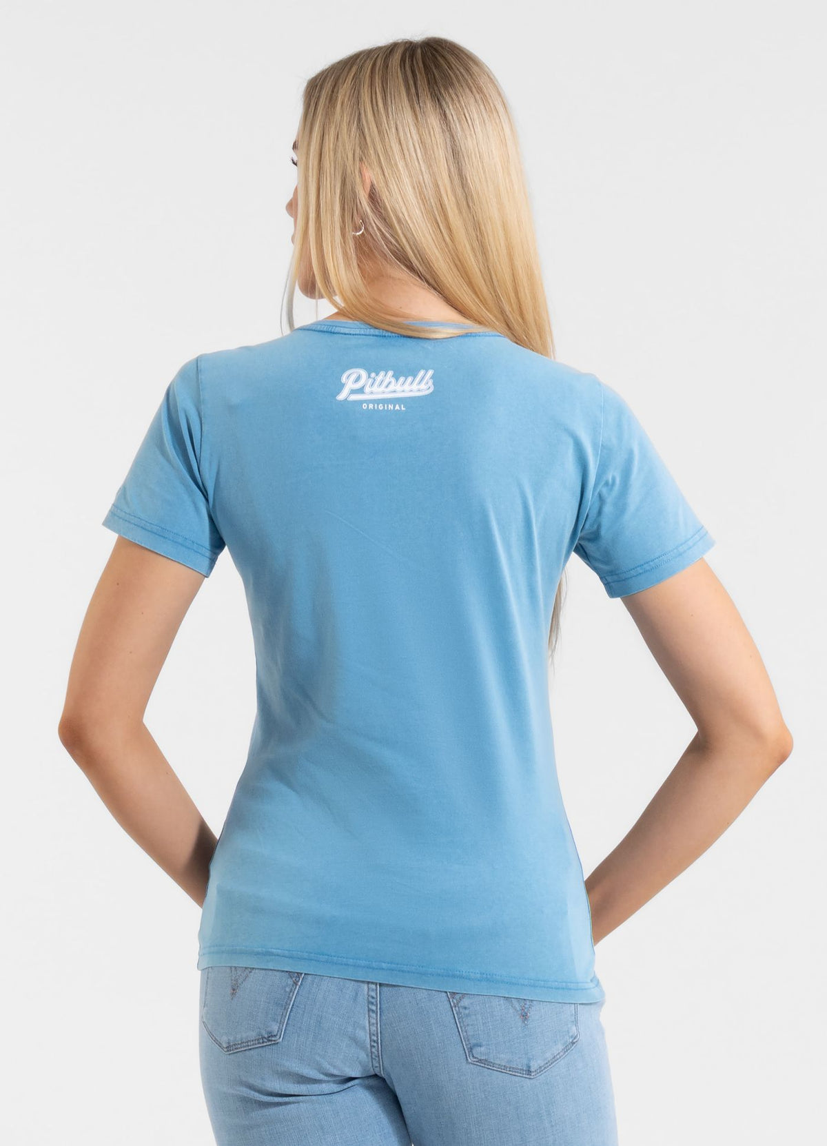 Women's T-Shirt Denim Washed ANGEL LOGO - Light blue