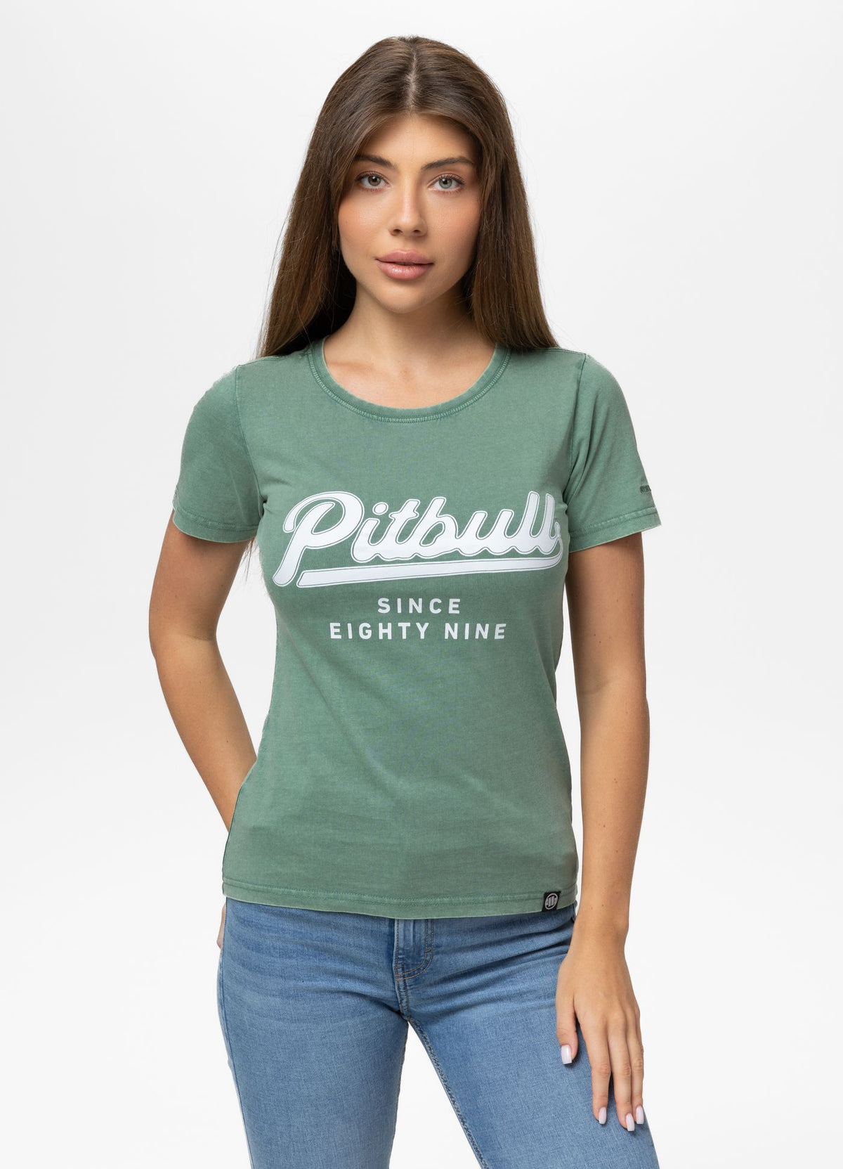 Women's T-Shirt Denim Washed ANGEL LOGO - Green