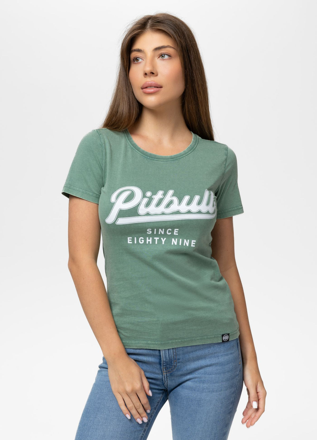 Women's T-Shirt Denim Washed ANGEL LOGO - Green