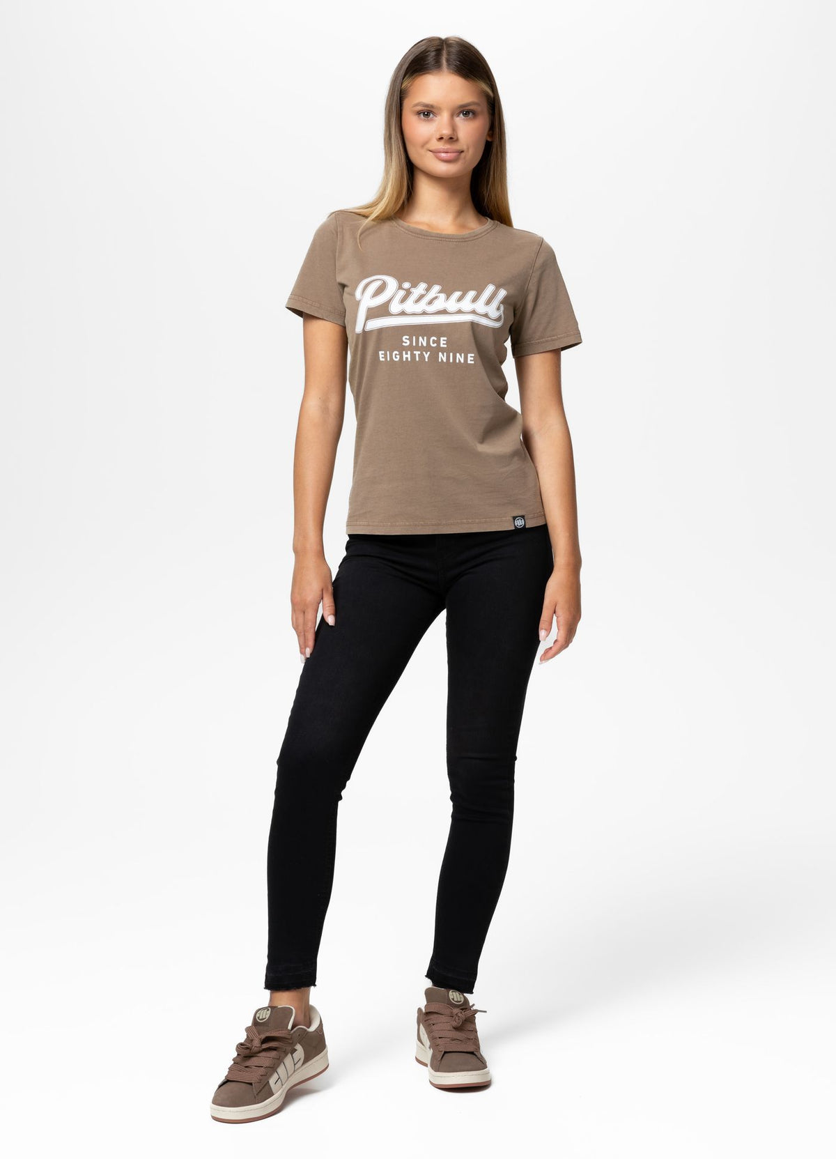 Women's T-Shirt Denim Washed ANGEL LOGO - Coyote brown