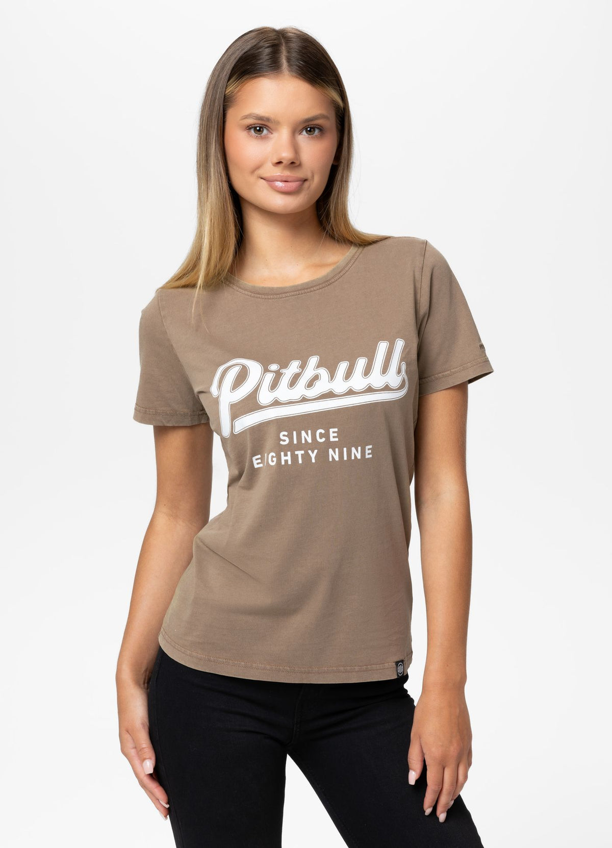 Women's T-Shirt Denim Washed ANGEL LOGO - Coyote brown