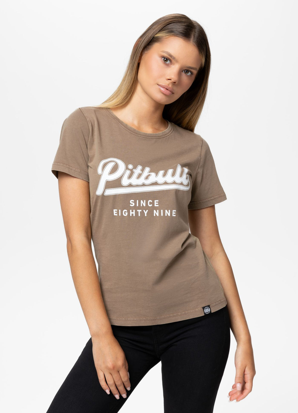 Women's T-Shirt Denim Washed ANGEL LOGO - Coyote brown