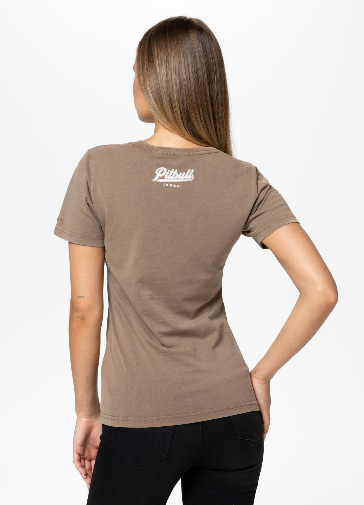 Women's T-Shirt Denim Washed ANGEL LOGO - Coyote brown