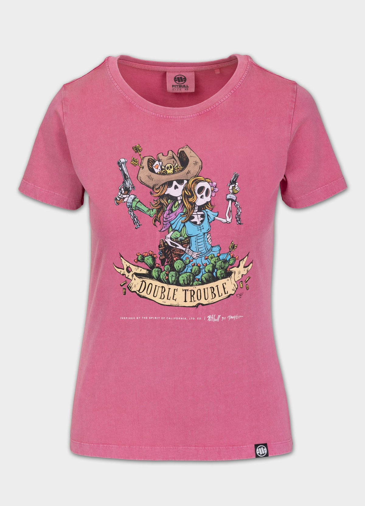 Women&#39;s T-Shirt Denim Washed DOUBLETROUBLE - Pink