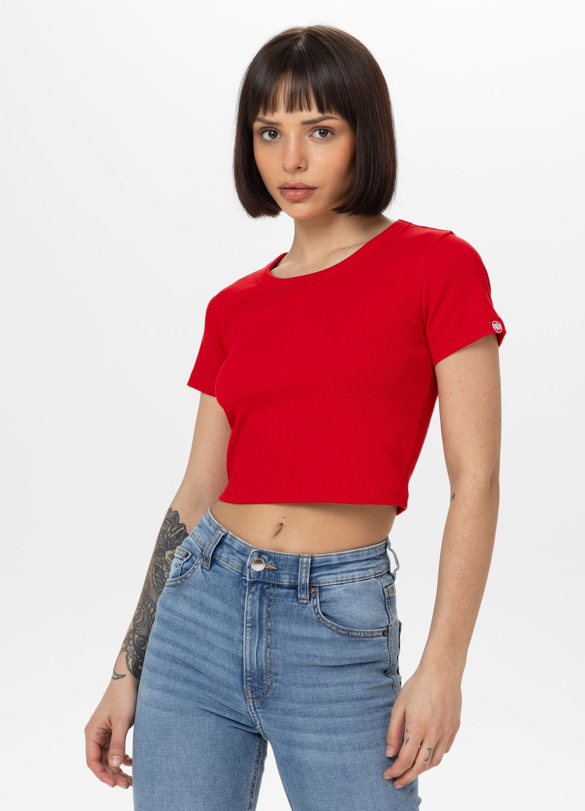 Women&#39;s T-Shirt Rib CROPPED - Red