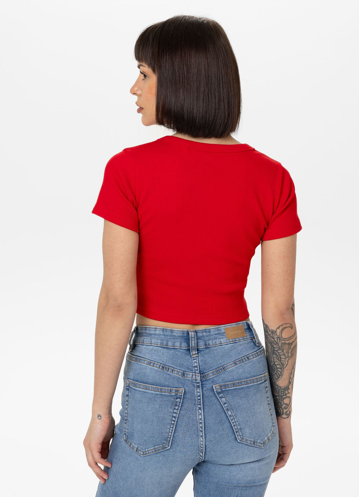 Women&#39;s T-Shirt Rib CROPPED - Red