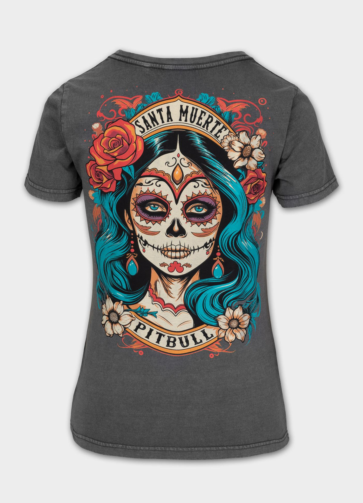 Women's T-Shirt Denim Washed SANTA MUERTE 25 - Graphite