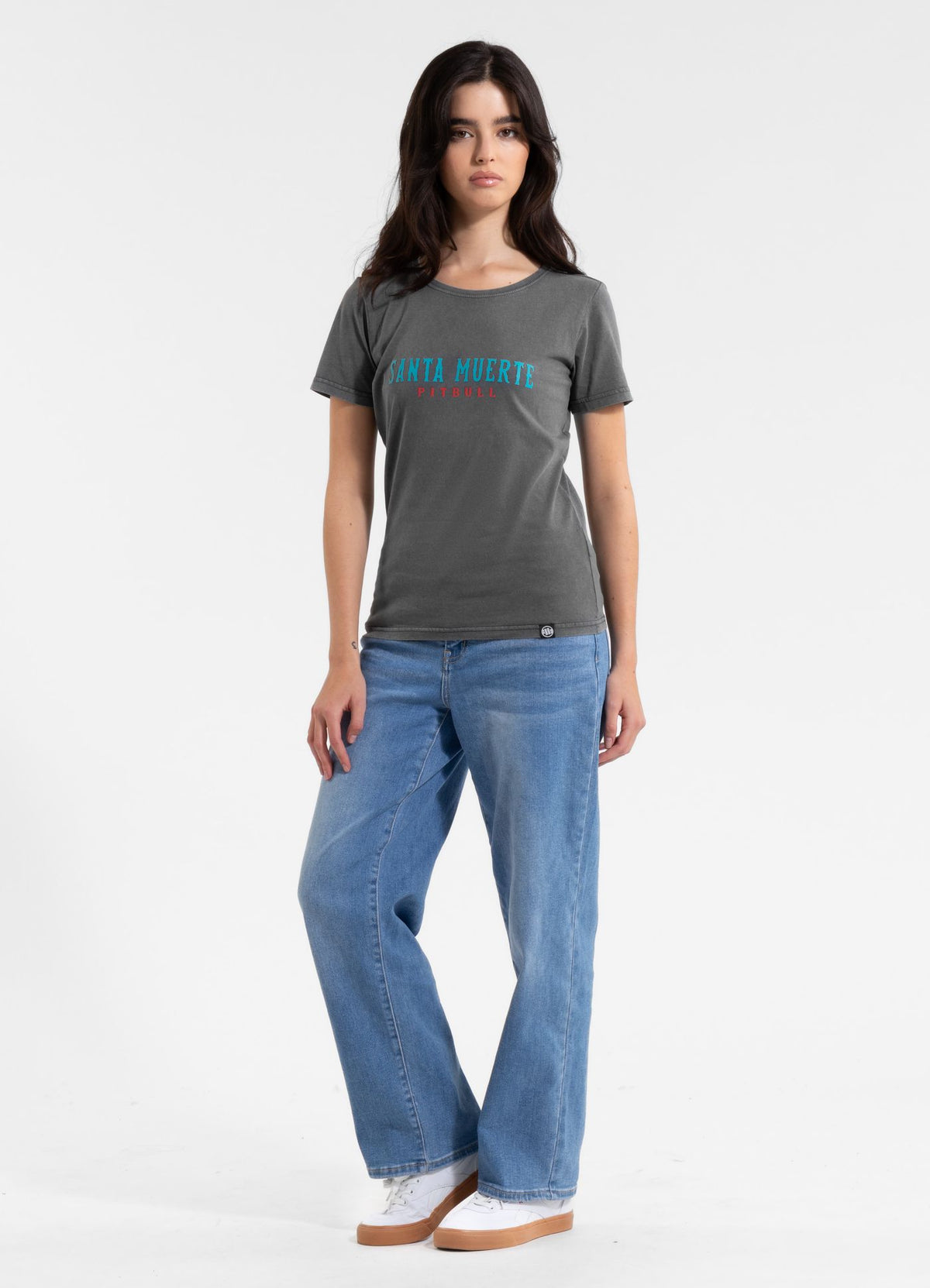 Women's T-Shirt Denim Washed SANTA MUERTE 25 - Graphite