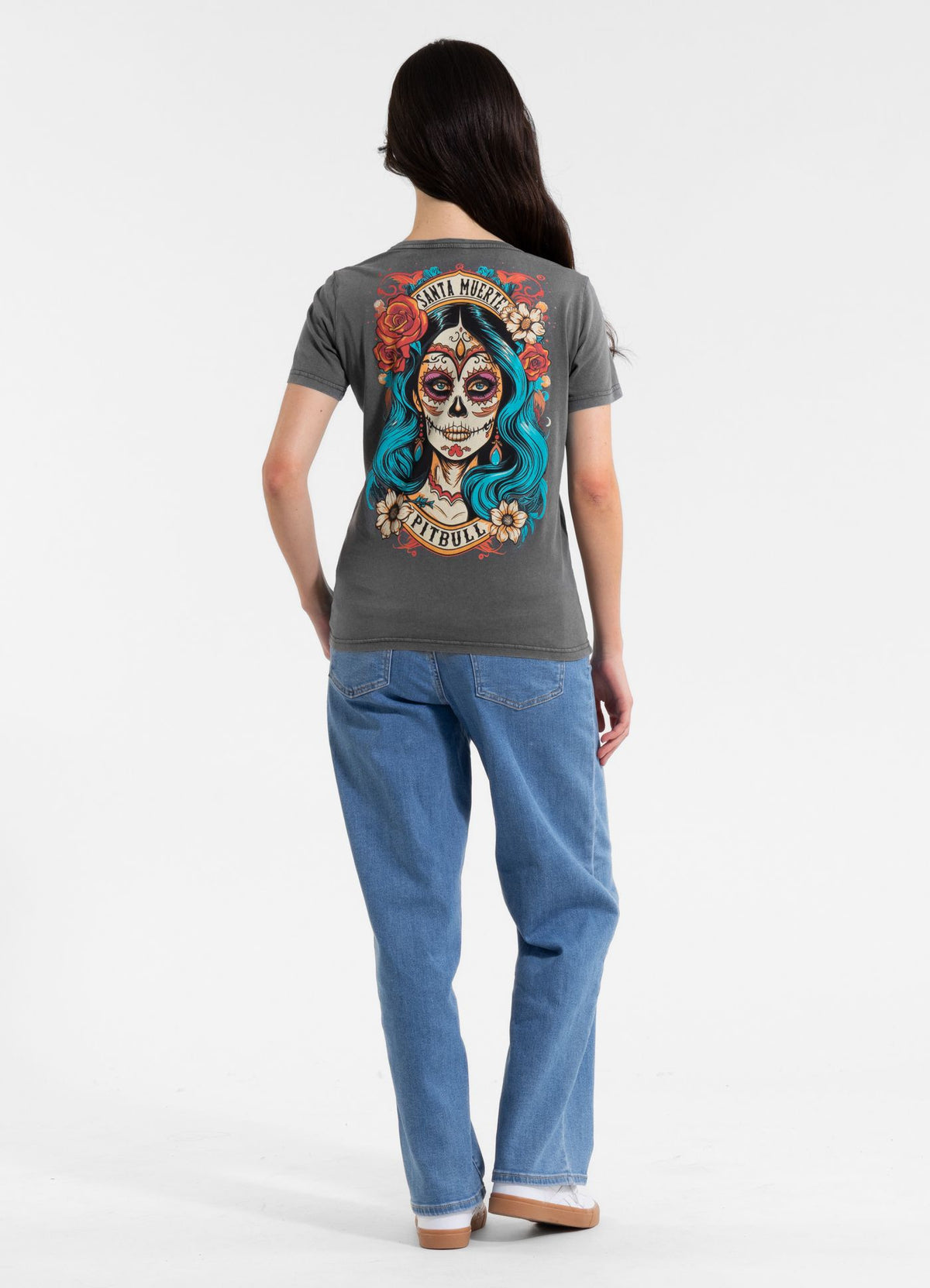 Women's T-Shirt Denim Washed SANTA MUERTE 25 - Graphite
