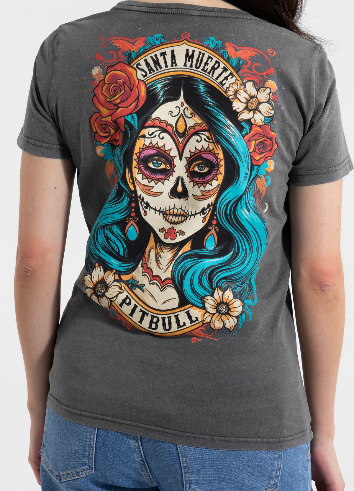 Women's T-Shirt Denim Washed SANTA MUERTE 25 - Graphite