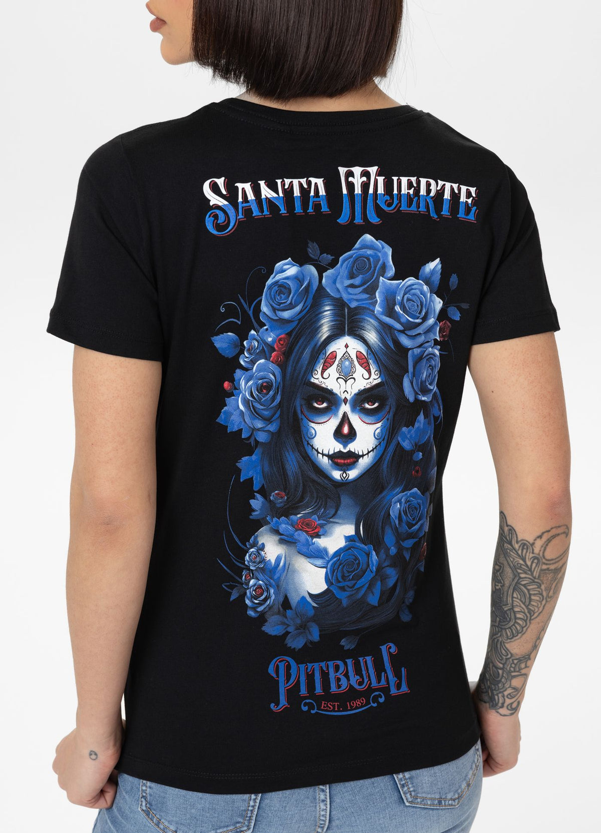 Women's T-Shirt SANTA MUERTE BLUE - Black