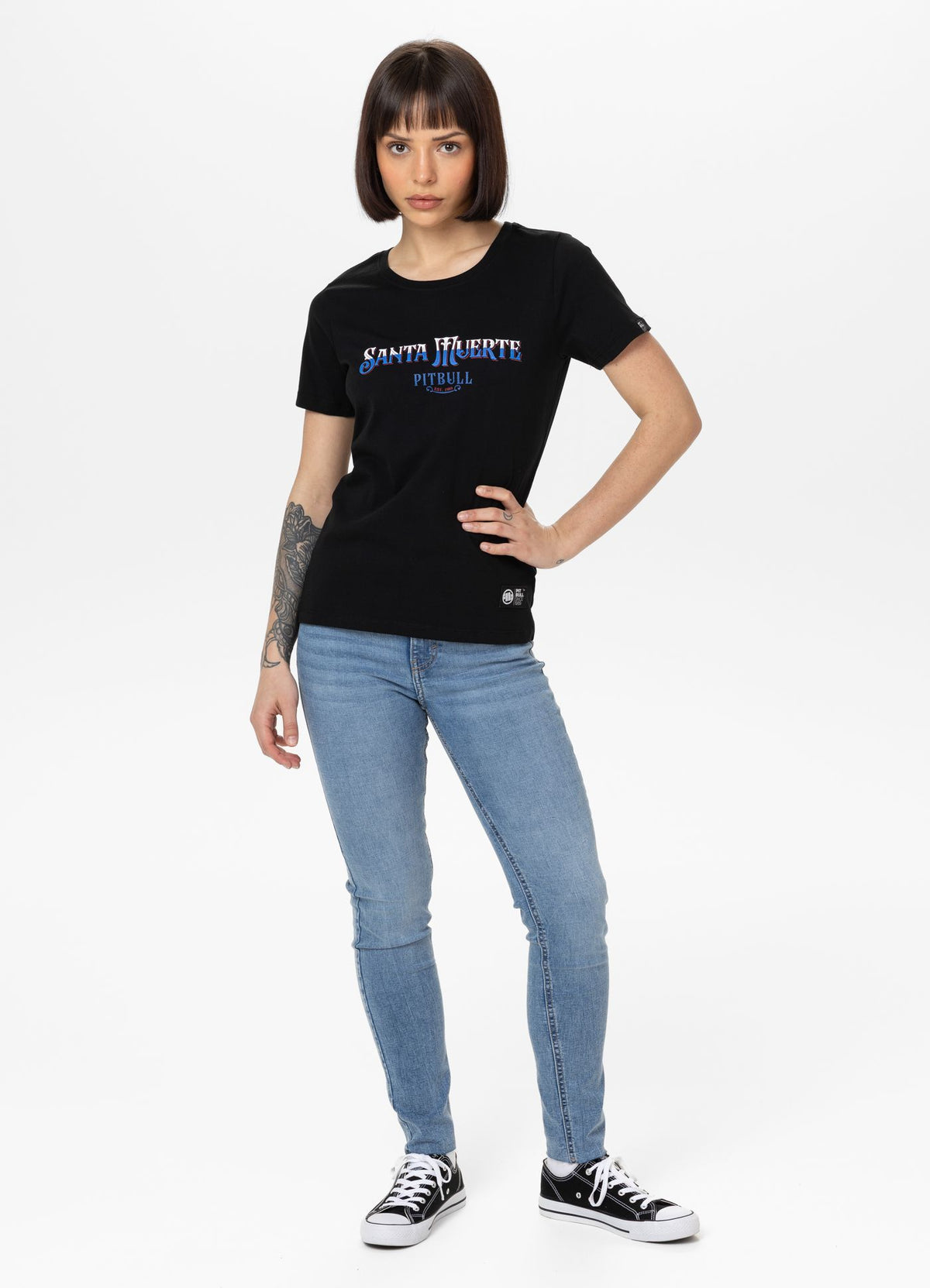 Women's T-Shirt SANTA MUERTE BLUE - Black