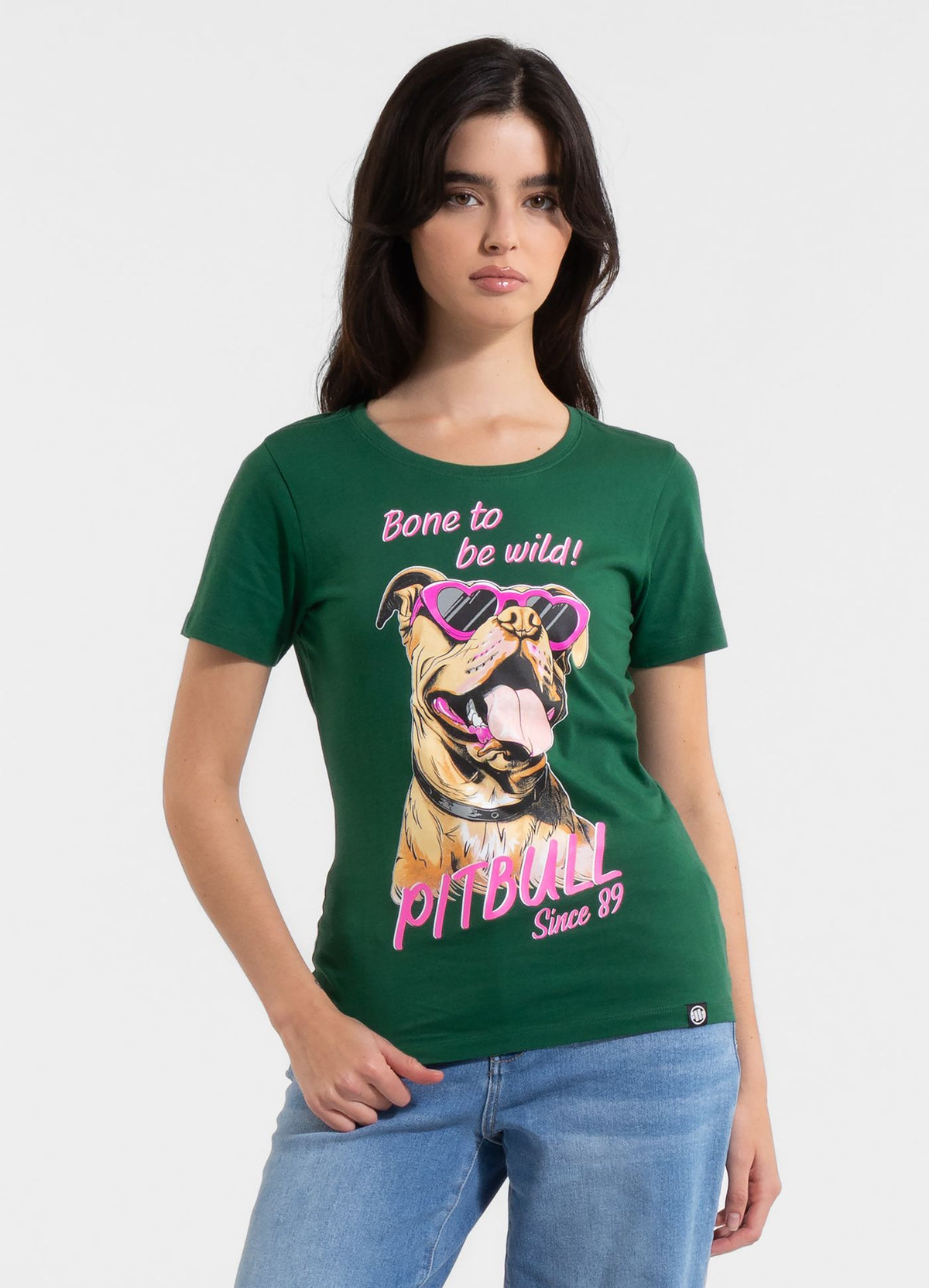Women's T-Shirt SUNGLASSES DOG - Green