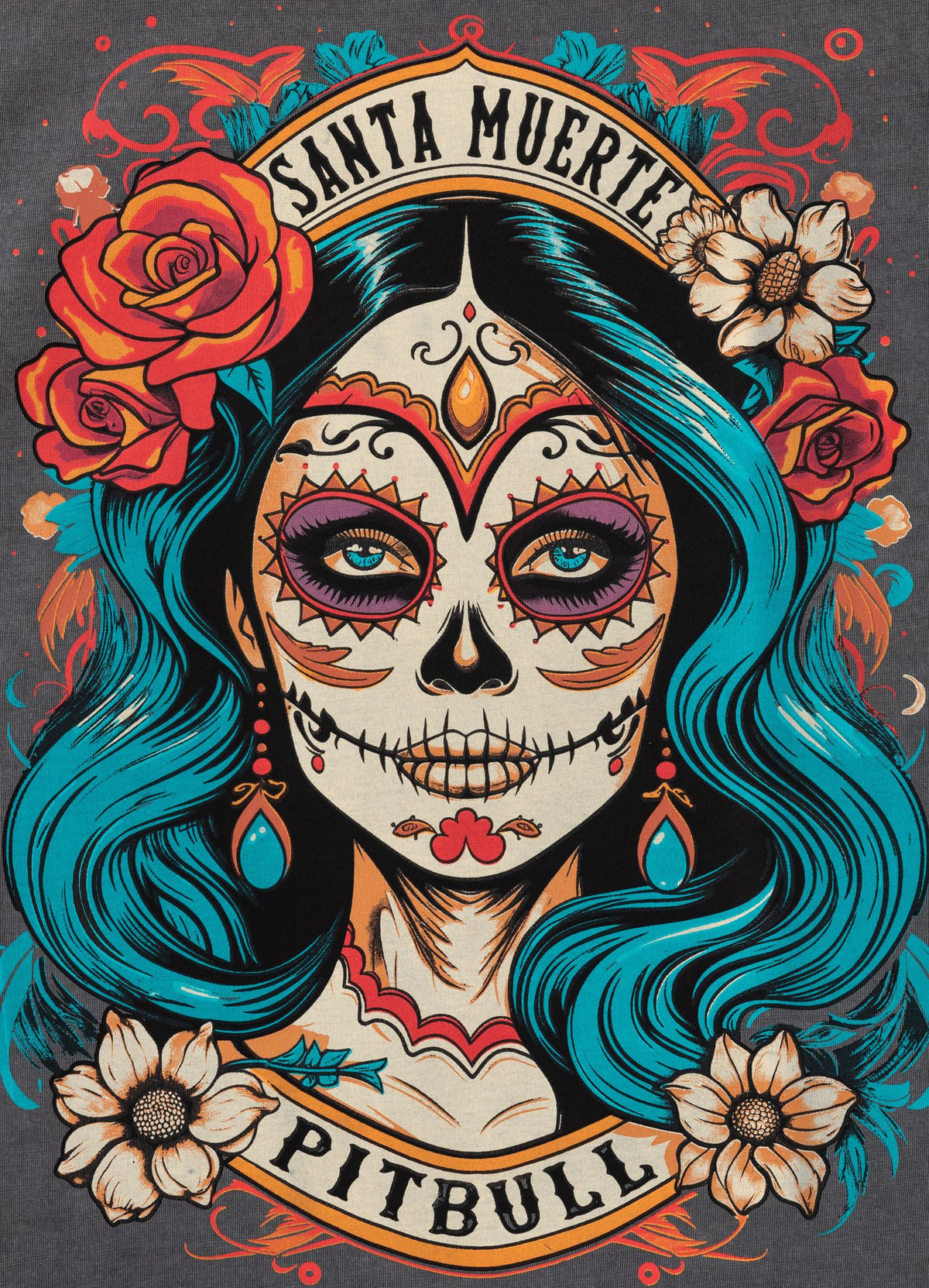 Women's T-Shirt Denim Washed SANTA MUERTE 25 - Graphite