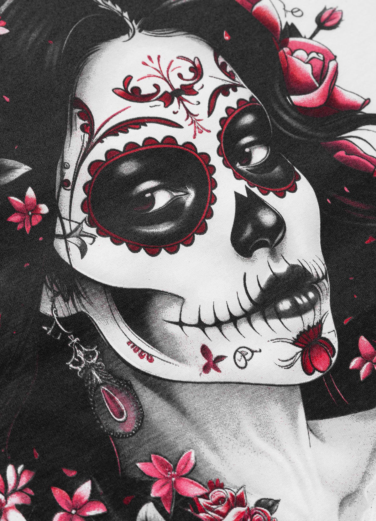 Women's T-Shirt SANTA MUERTE ROSE - White