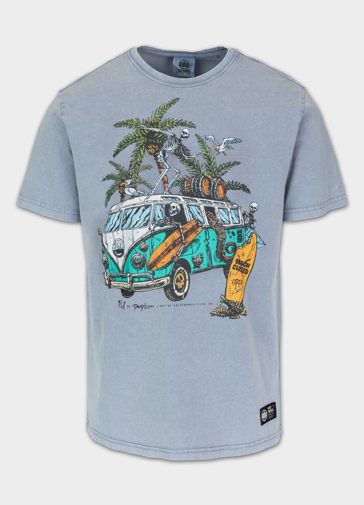 Men&#39;s T-Shirt Denim Washed OPEN BEACH - Light blue