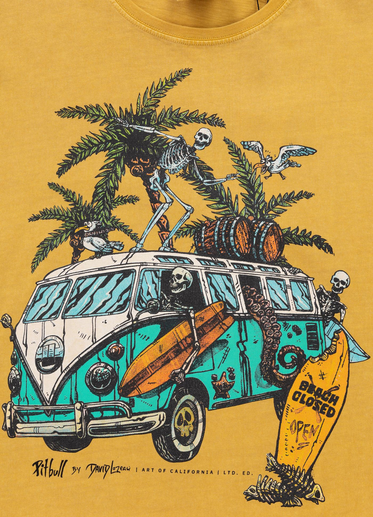 Men&#39;s T-Shirt Denim Washed OPEN BEACH - Yellow